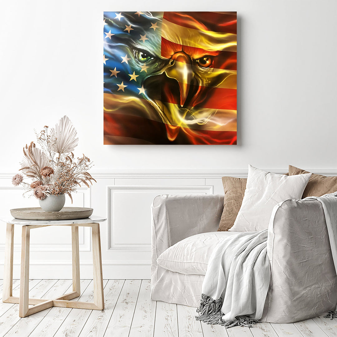 Yellow Light Eagle American Flag | Diamond Painting