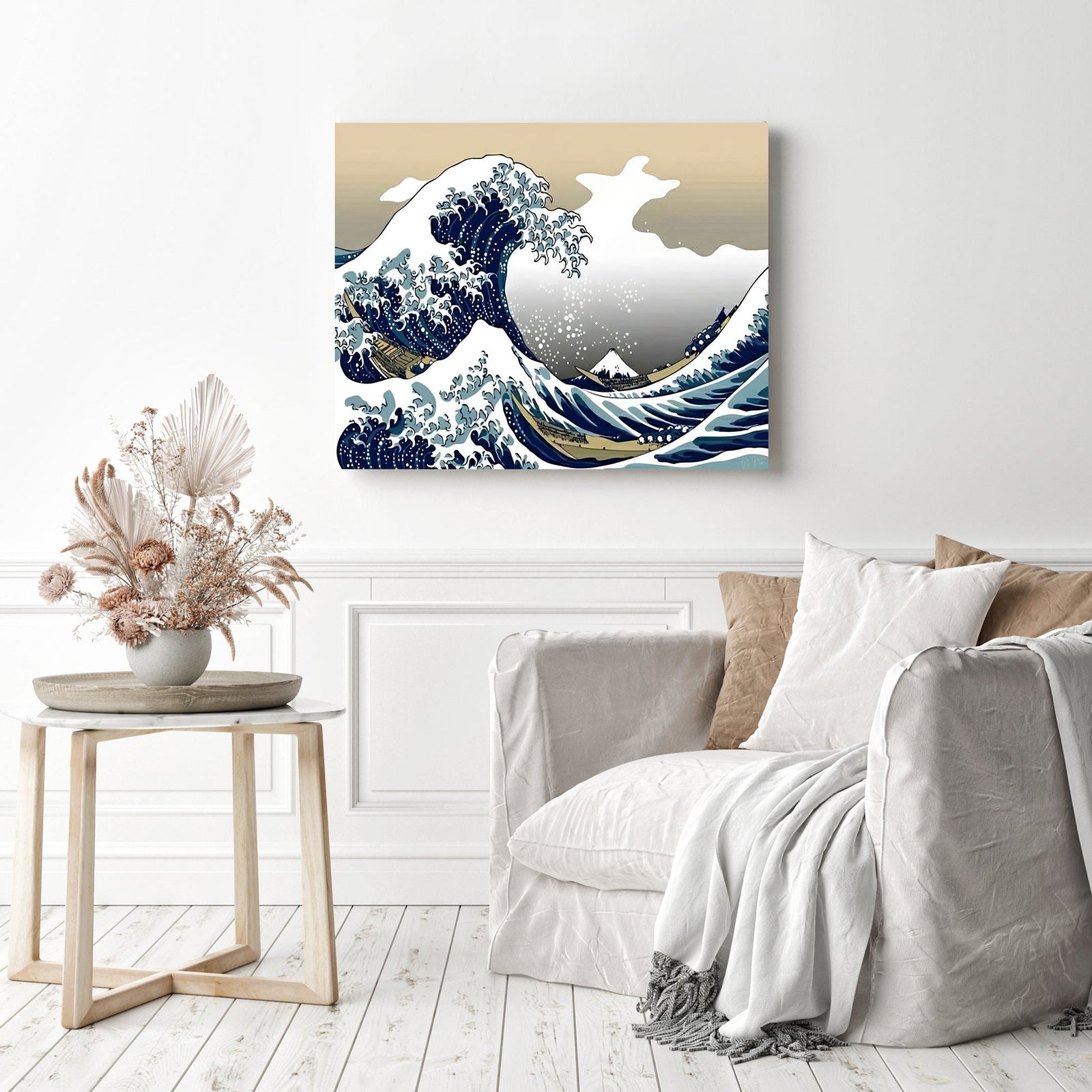 The Great Wave off Kanagawa | Diamond Painting Displayed as Home Decor