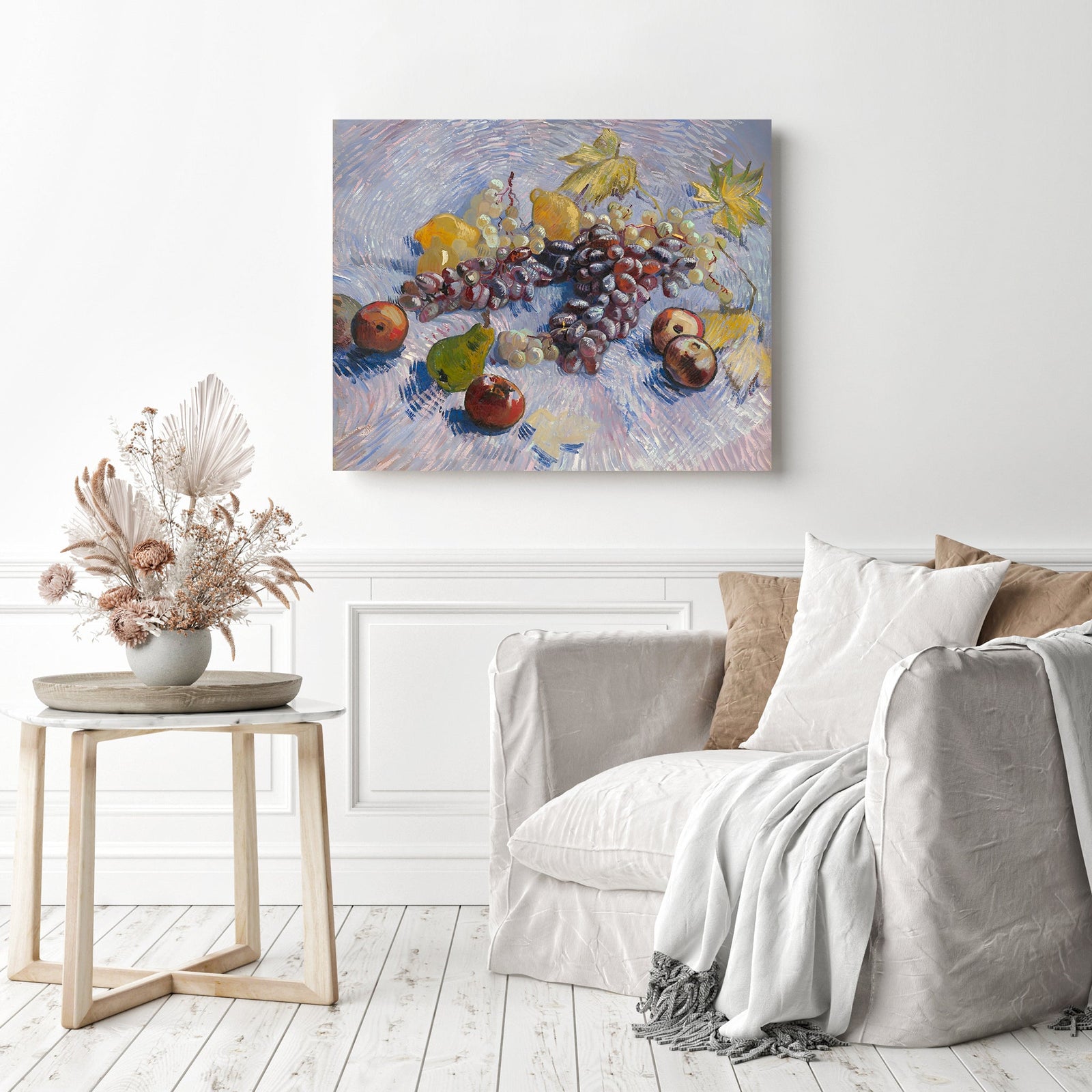 Grapes, Lemons, Pears, and Apples | Diamond Painting Displayed as Home Decor