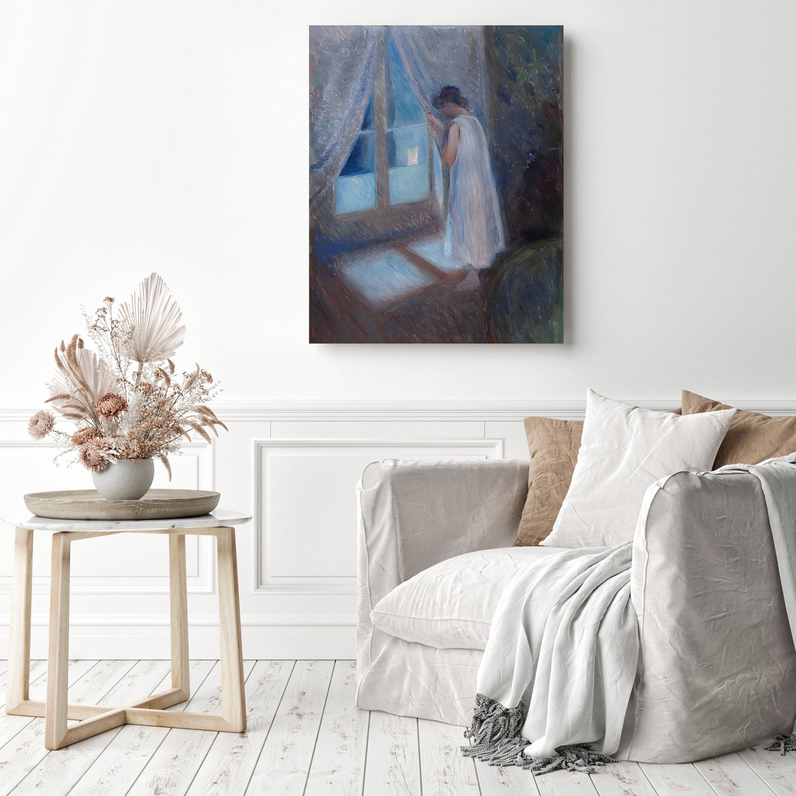 The Girl by the Window | Diamond Painting Displayed as Home Decor