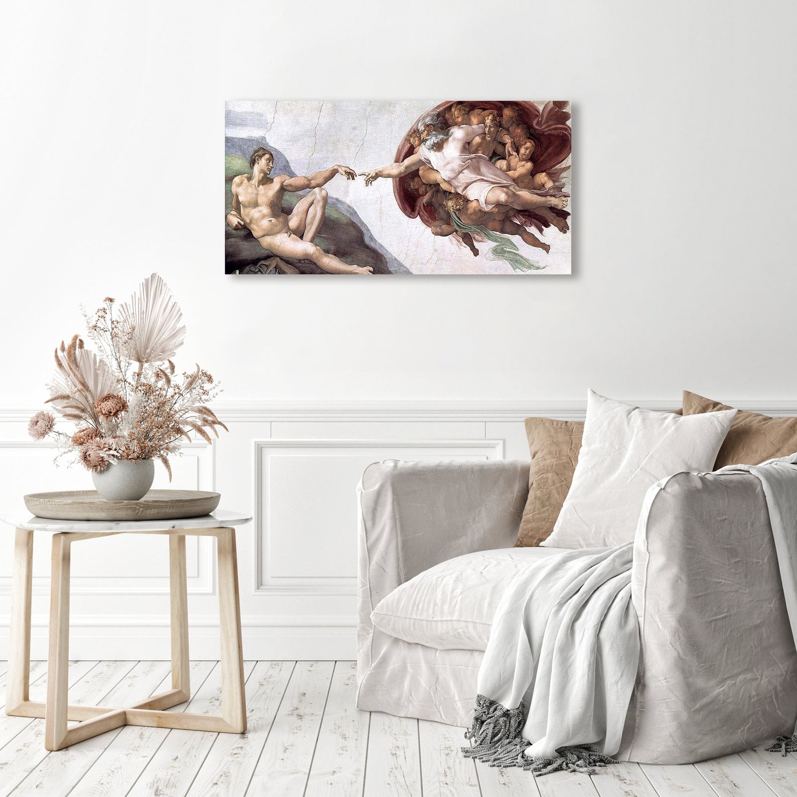 Creation of Adam | Diamond Painting Displayed as Home Decor