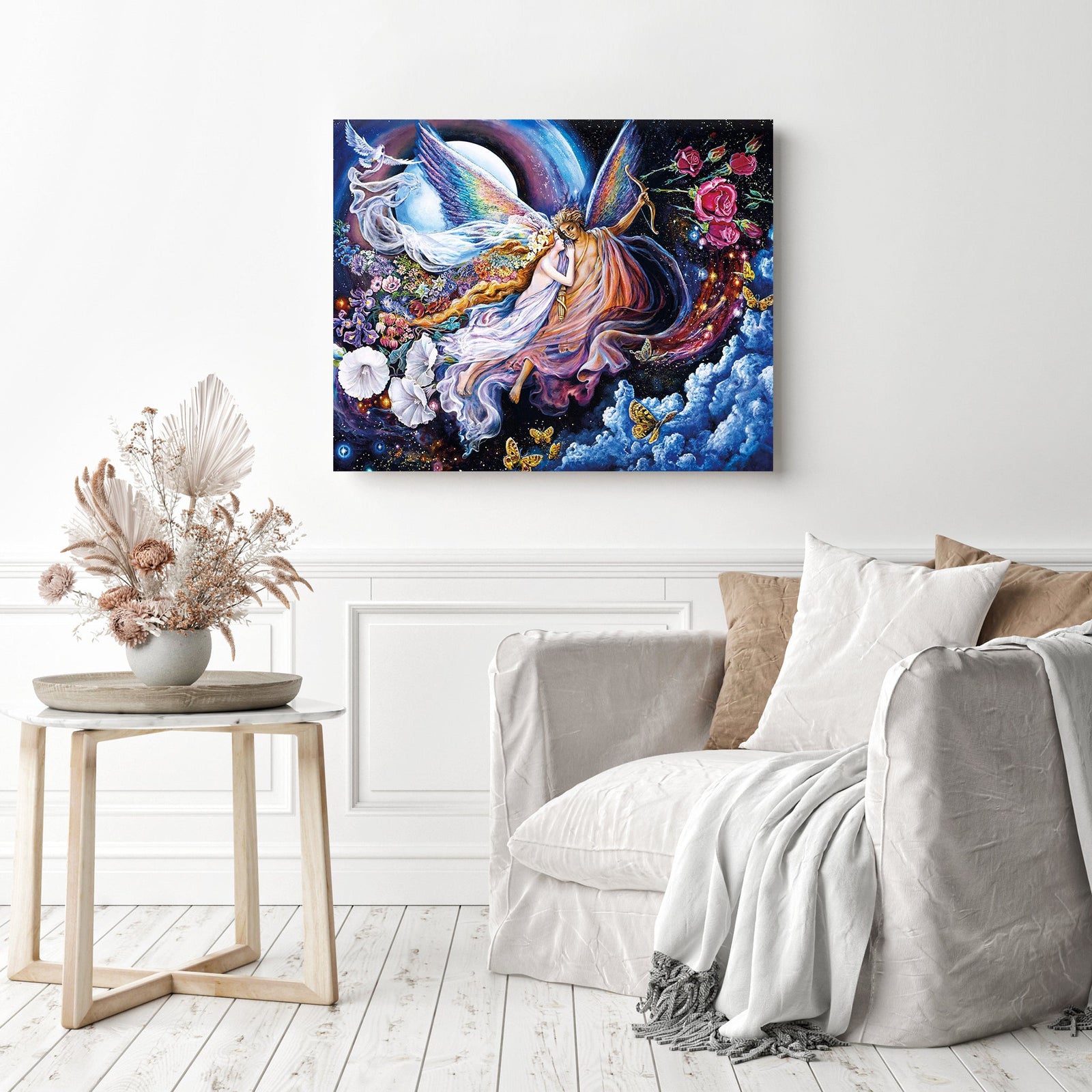 Fantasy Angel Couple | Diamond Painting Displayed as Home Decor