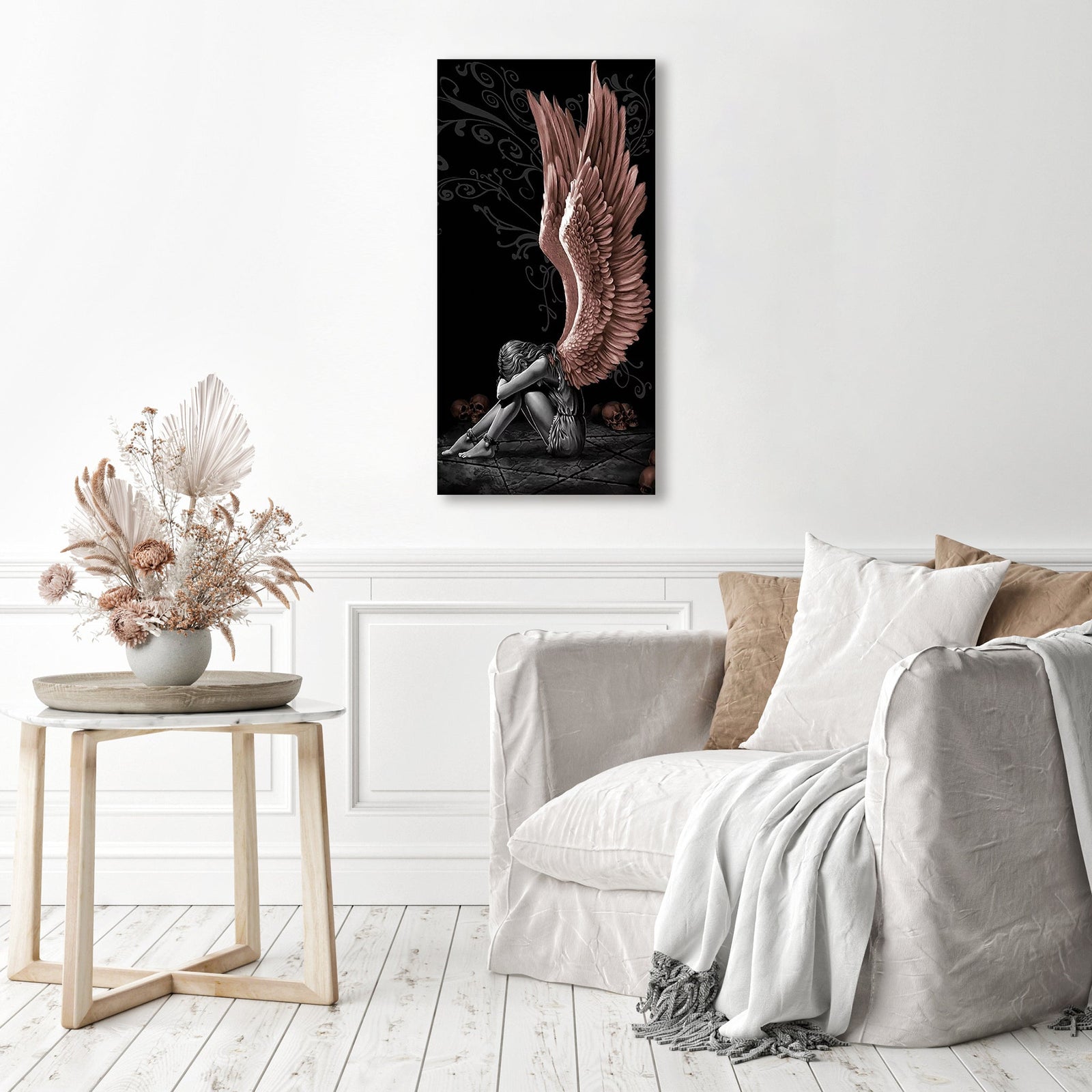 Girl Angel Wings | Diamond Painting Displayed as Home Decor