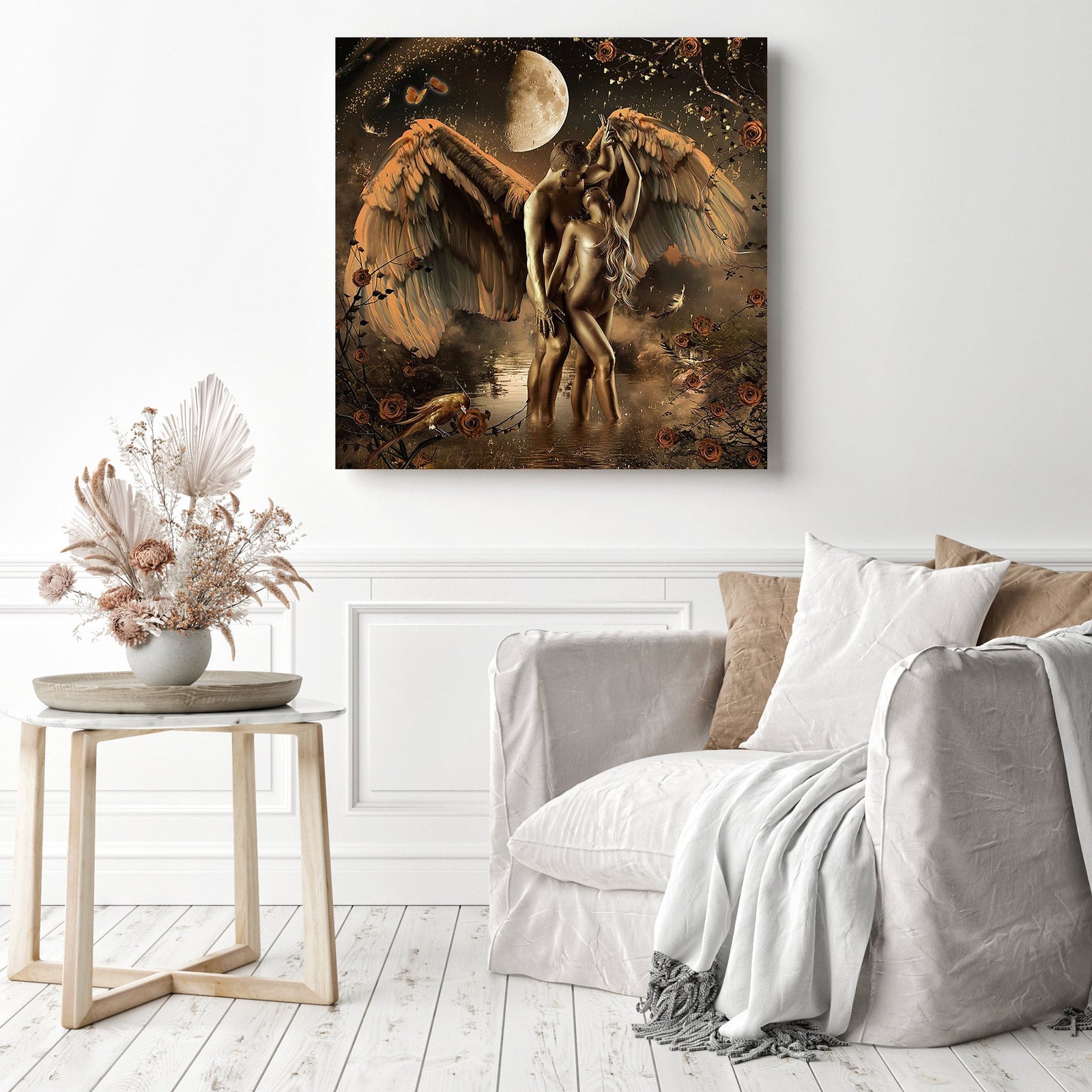 Nude Angel Couple | Diamond Painting Displayed as Home Decor