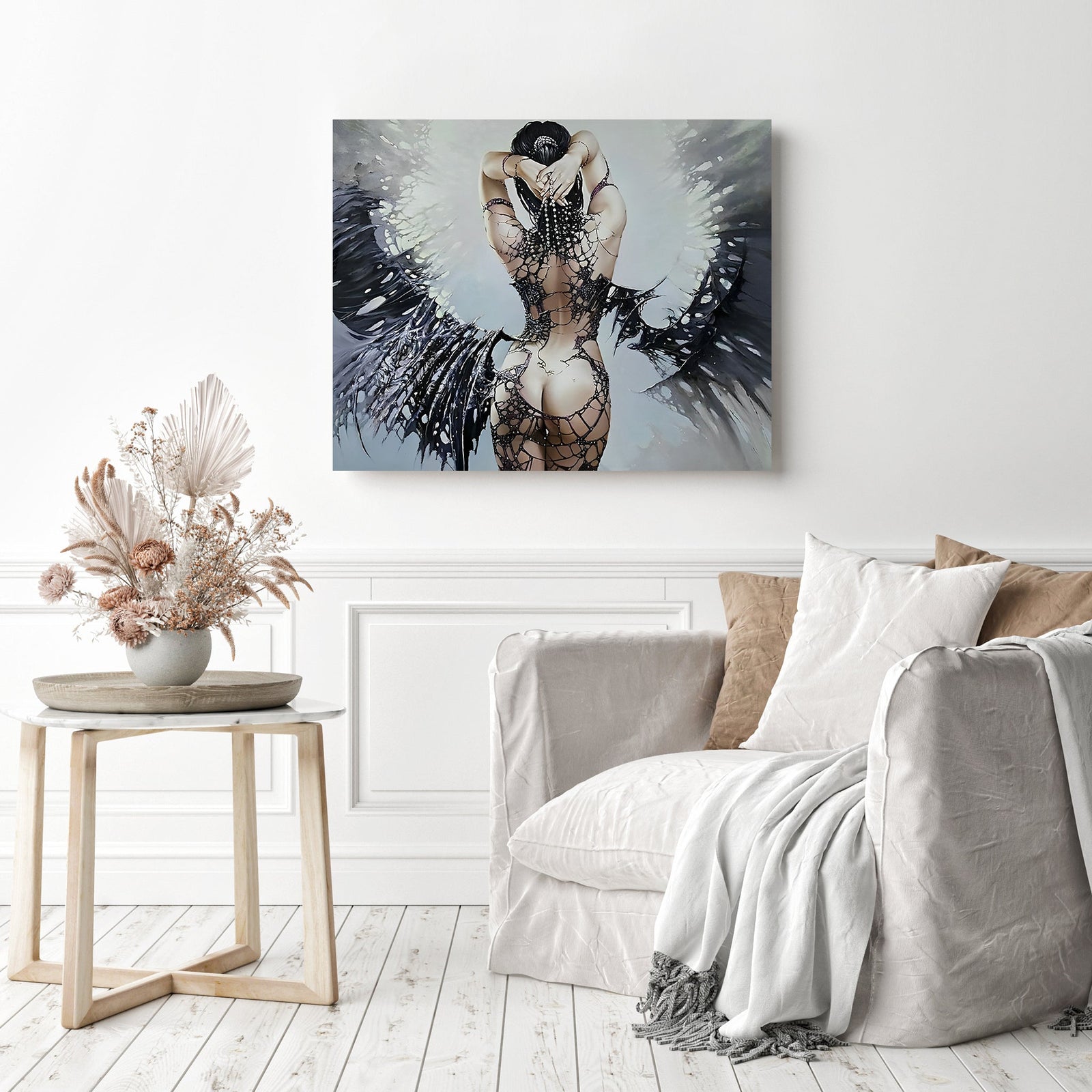 Sexy Nude Angel Wings | Diamond Painting Displayed as Home Decor