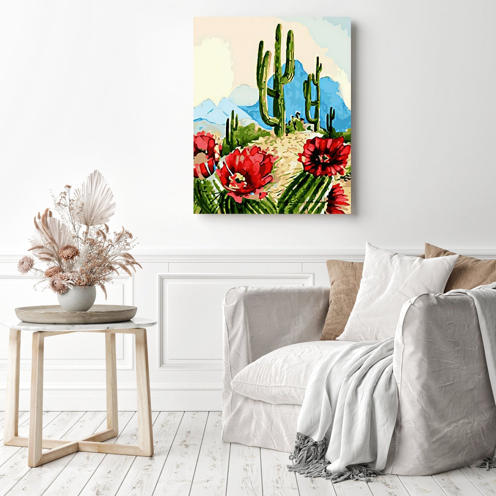 Desert Cactus | Diamond Painting Displayed as Home Decor