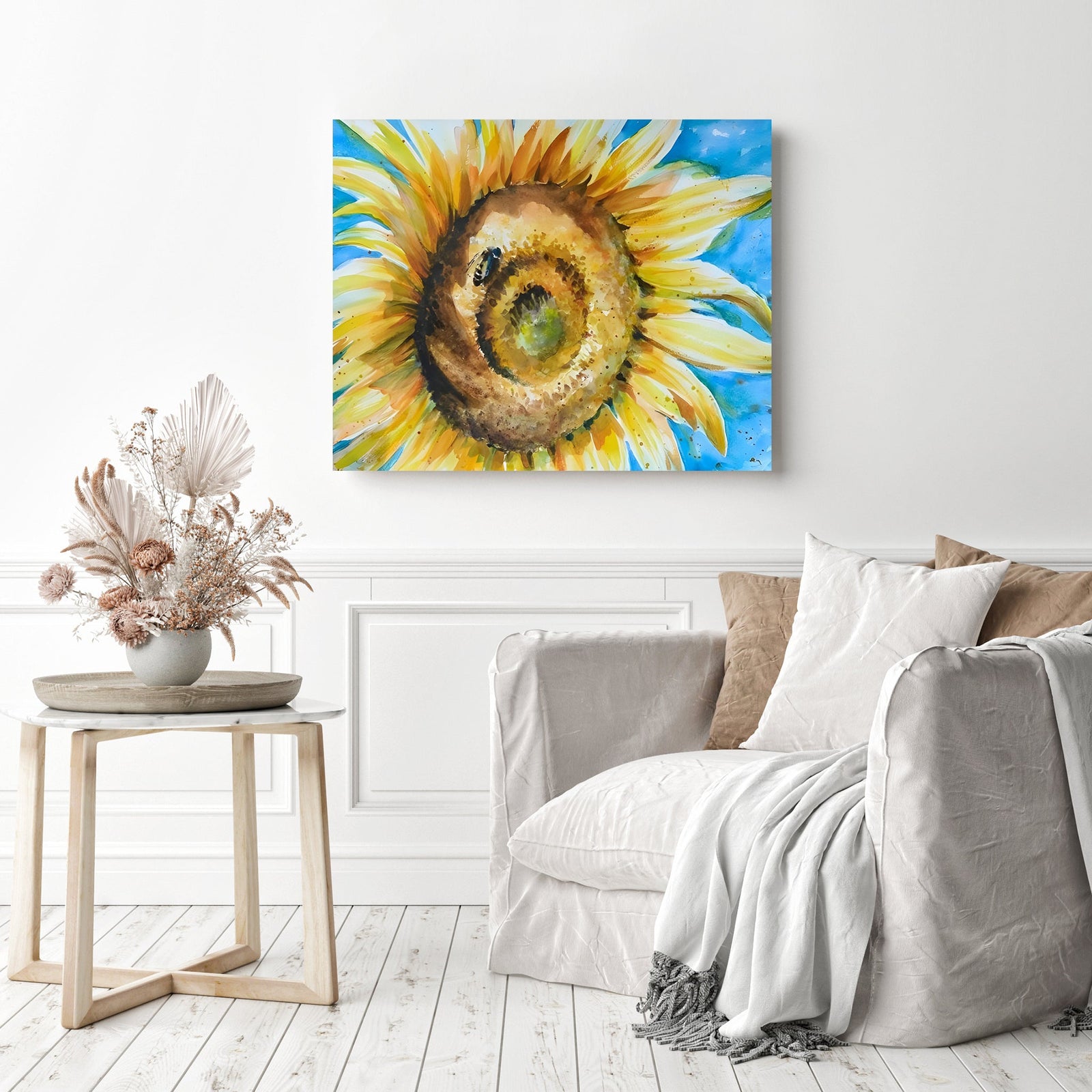 Golden Sunflower | Diamond Painting Displayed as Home Decor