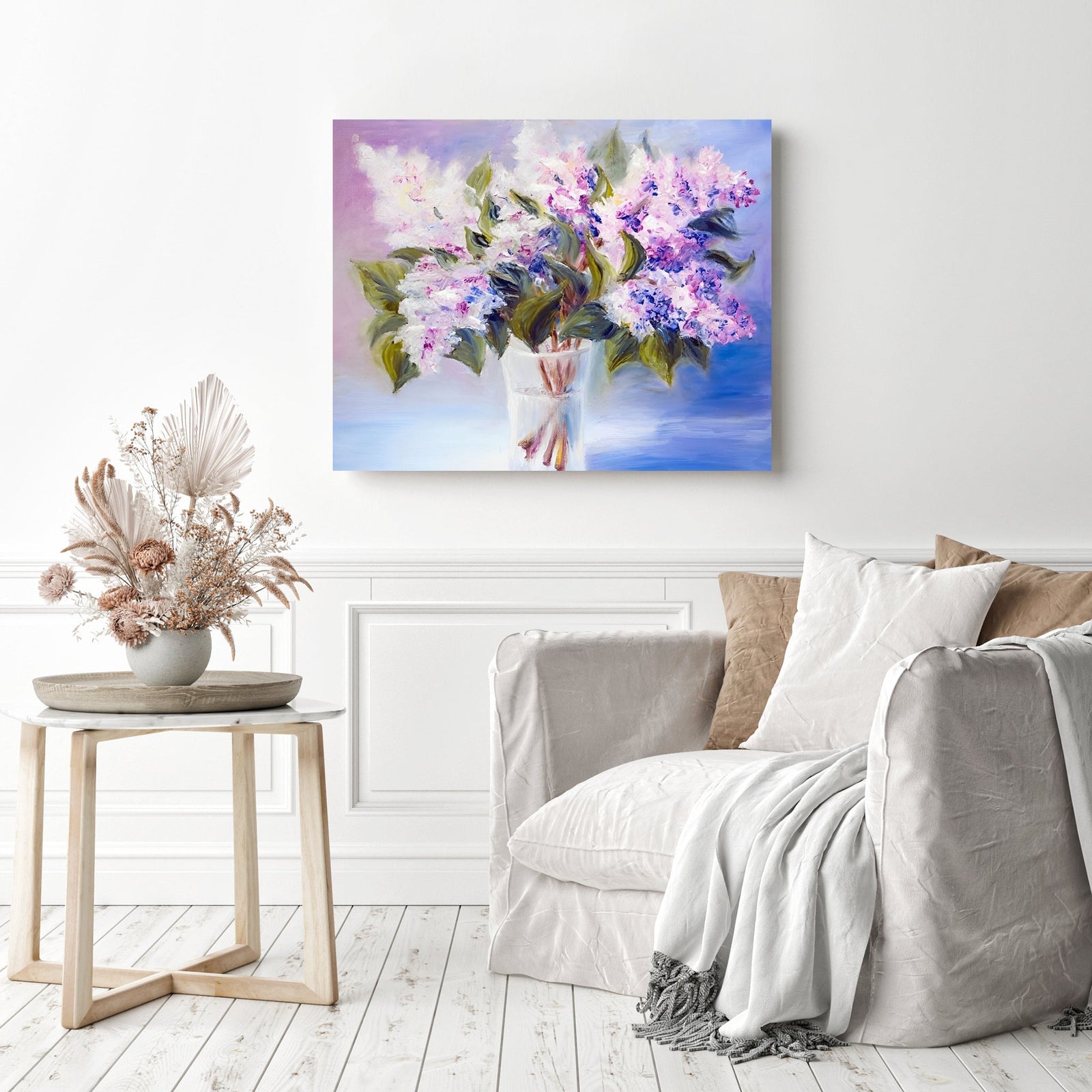 Lilacs in a Vase | Diamond Painting Displayed as Home Decor