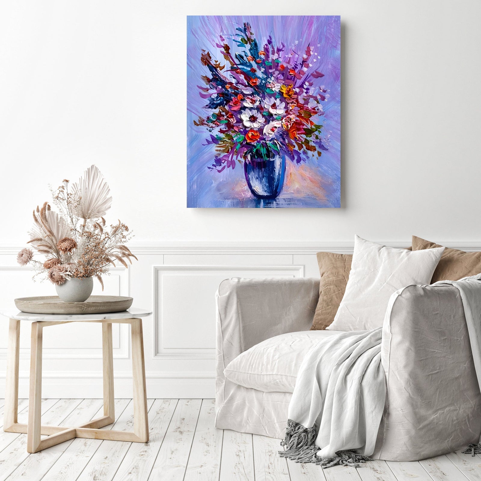 Multicolored Flowers Bouquet | Diamond Painting Displayed as Home Decor