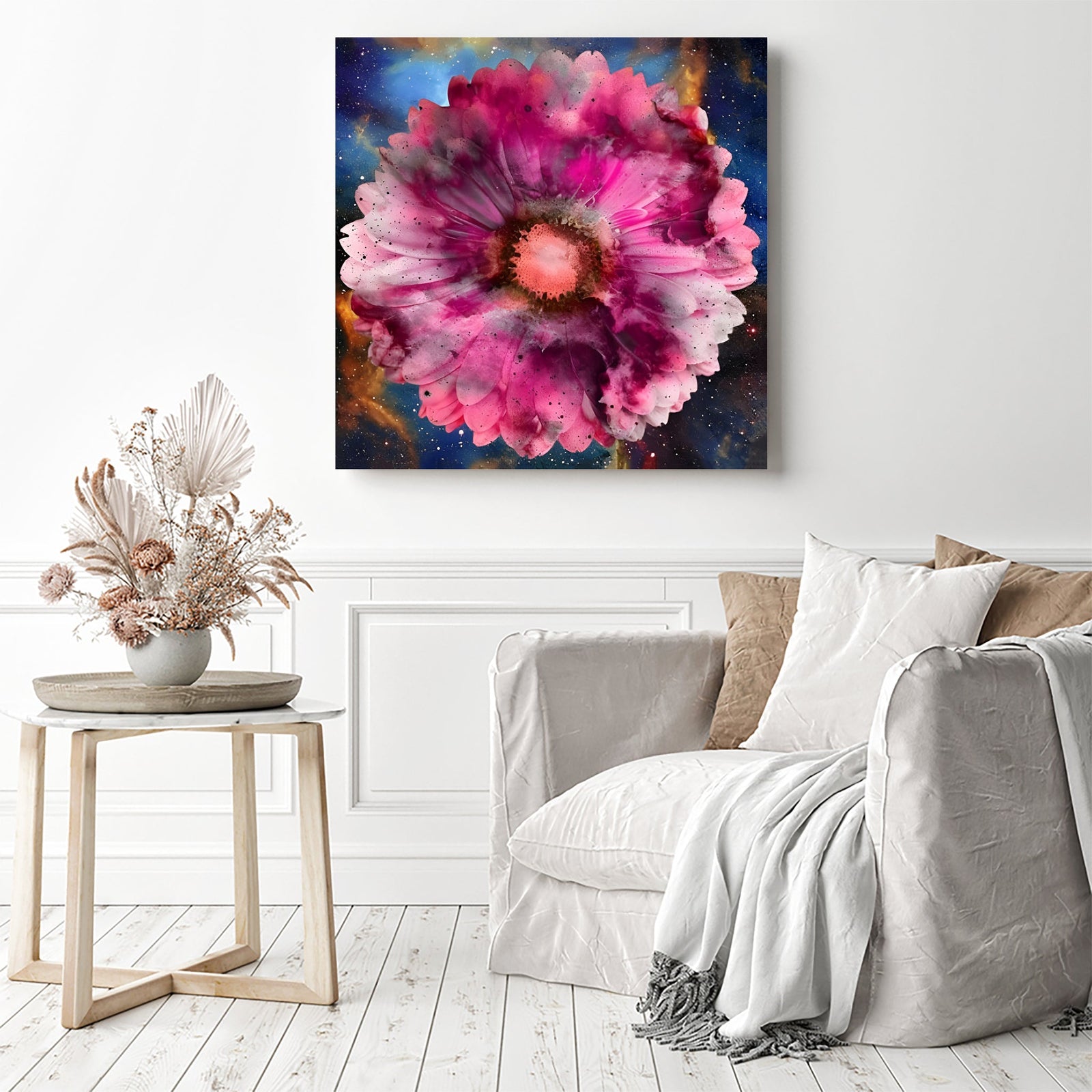 Flower Galaxy | Diamond Painting Displayed as Home Decor