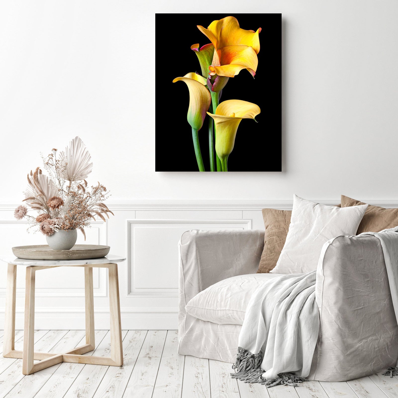 Four Calla Lilies | Diamond Painting Displayed as Home Decor