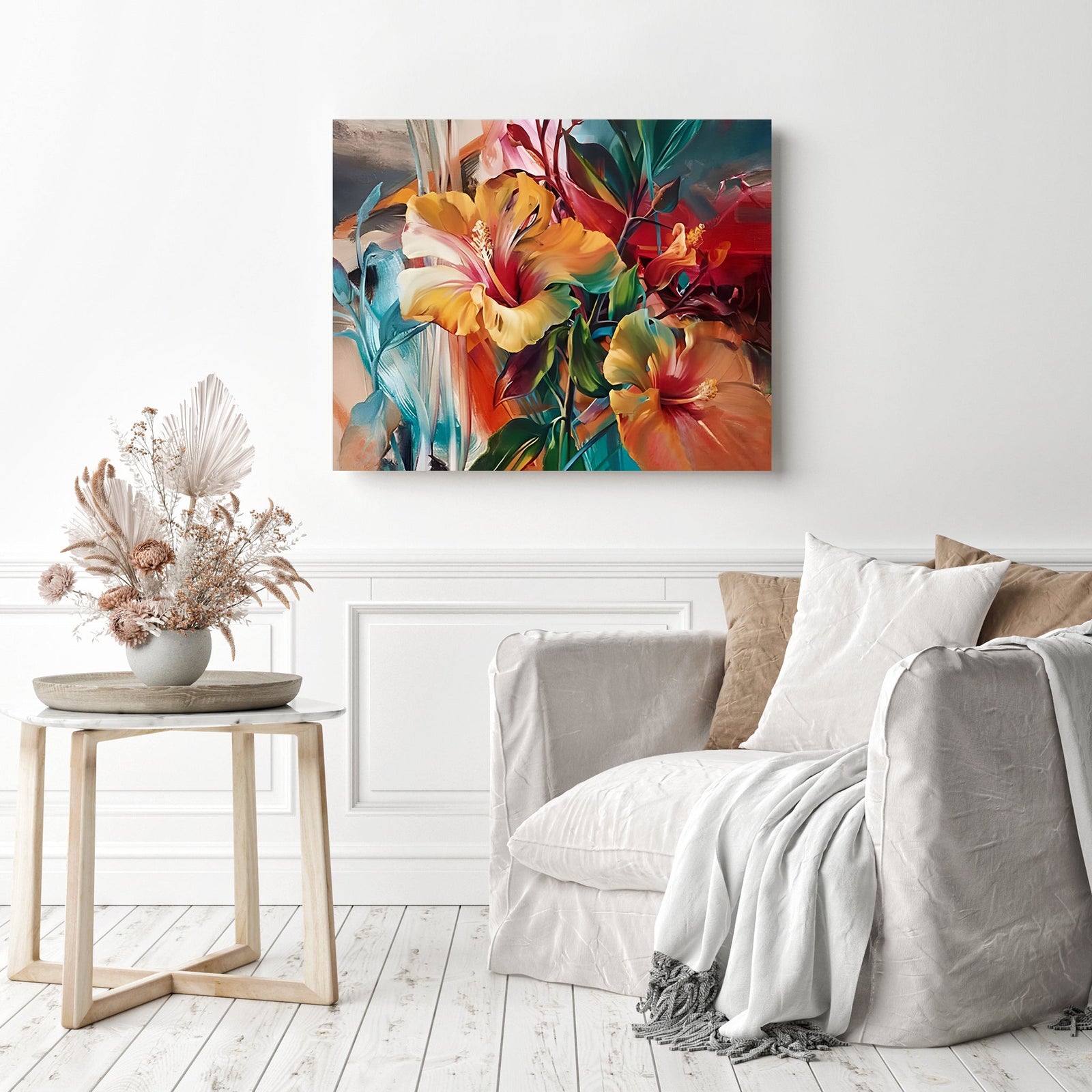 Colorful Flowers | Diamond Painting Displayed as Home Decor