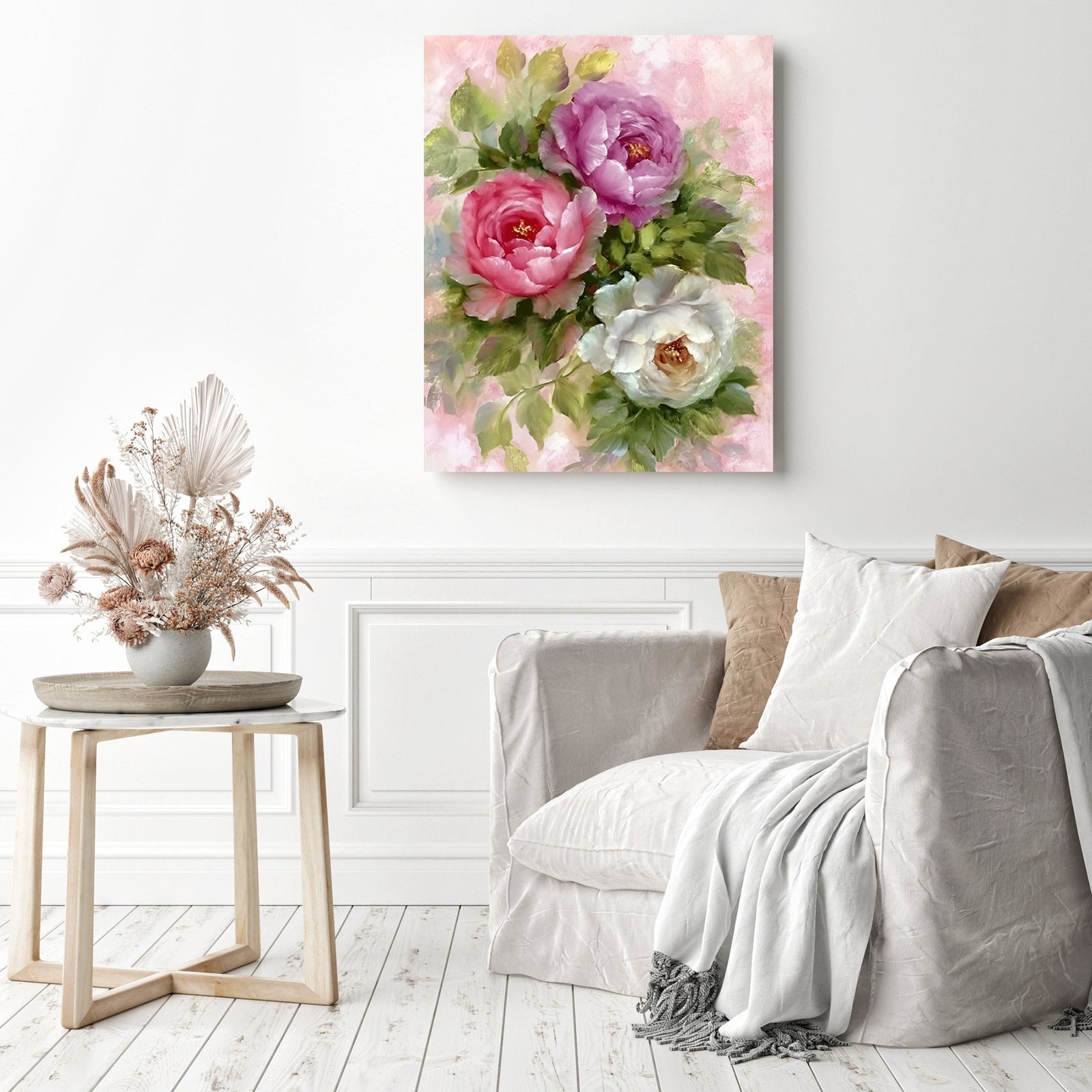 Peony Flowers | Diamond Painting Displayed as Home Decor