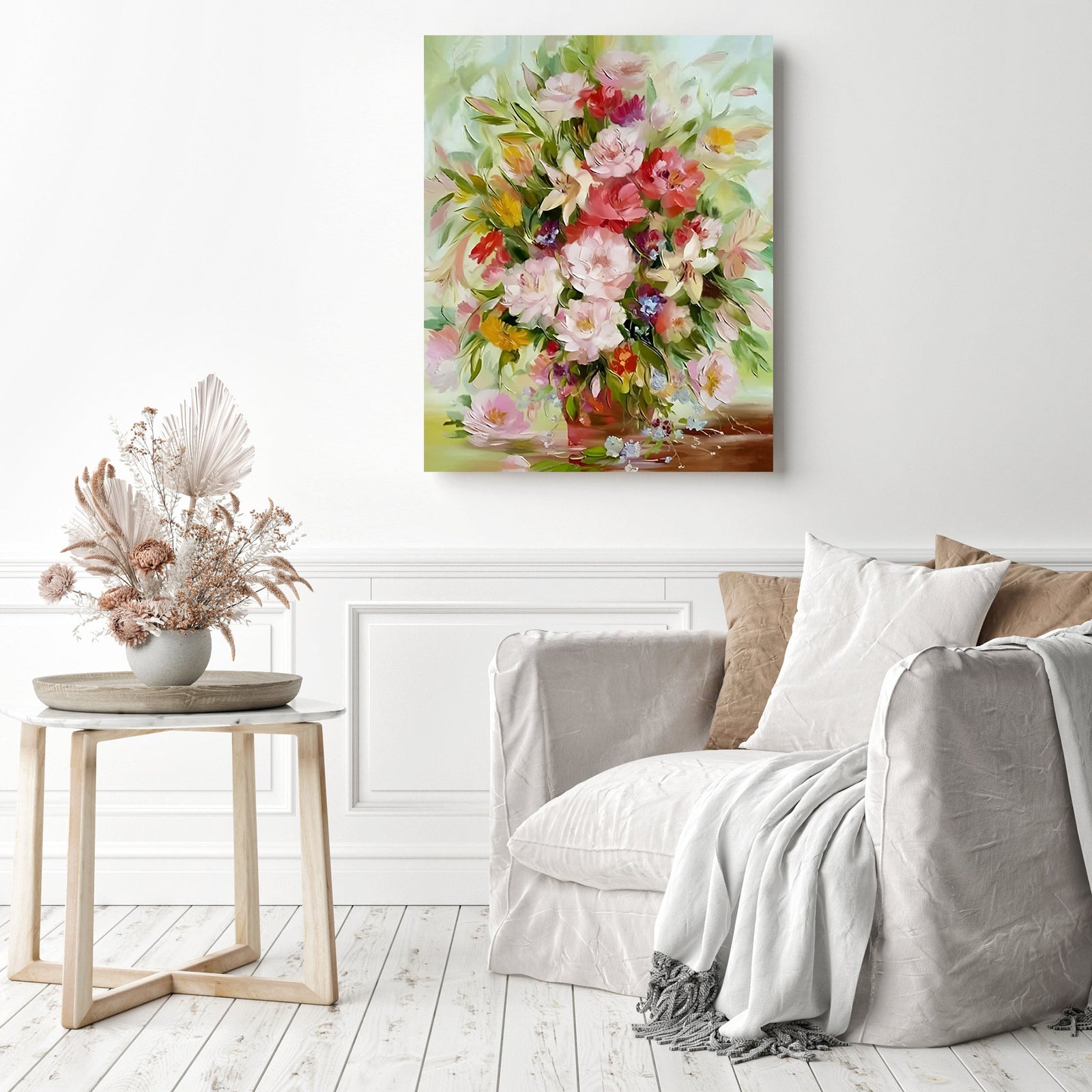 Watercolor Flowers | Diamond Painting Displayed as Home Decor