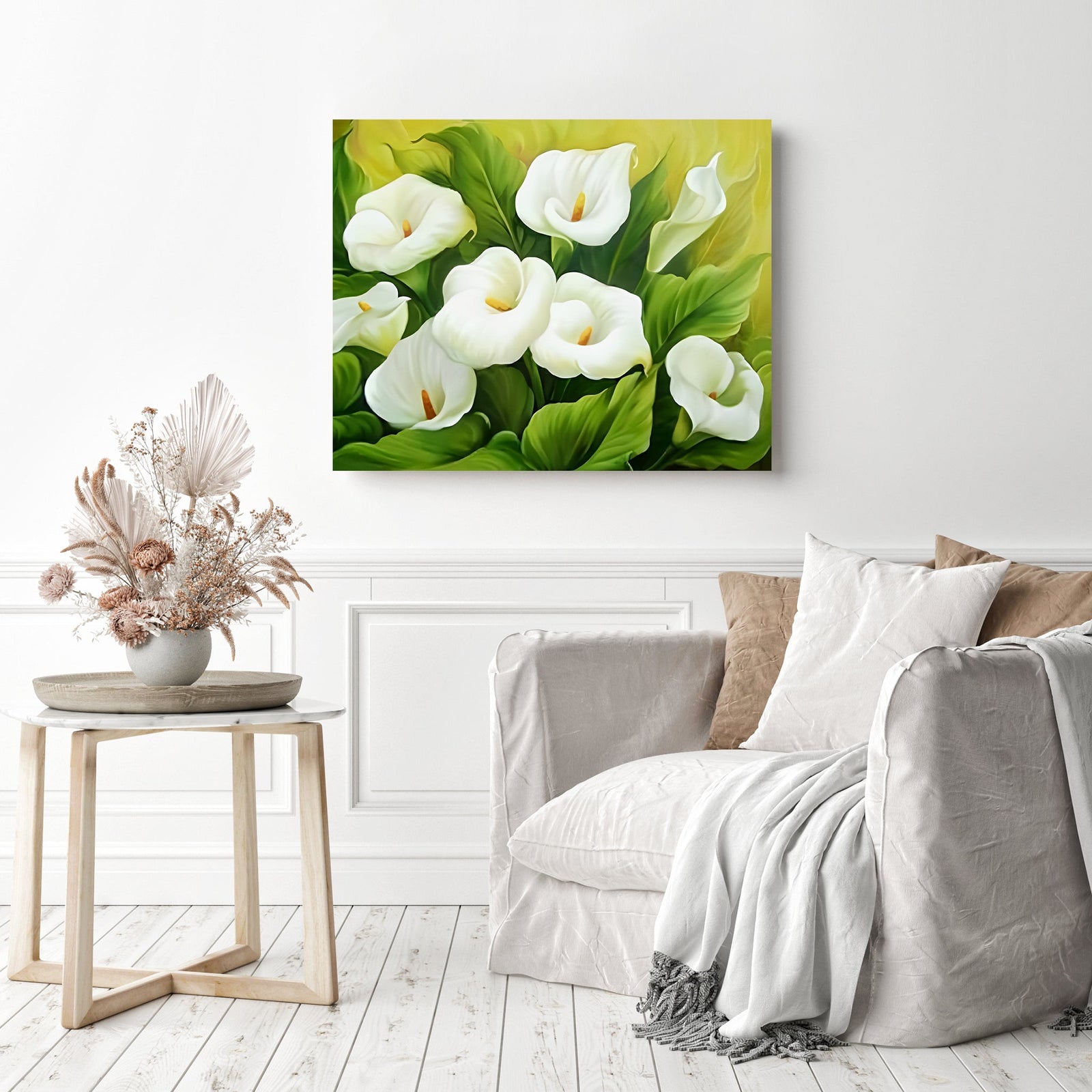 White Calla Lily | Diamond Painting Displayed as Home Decor