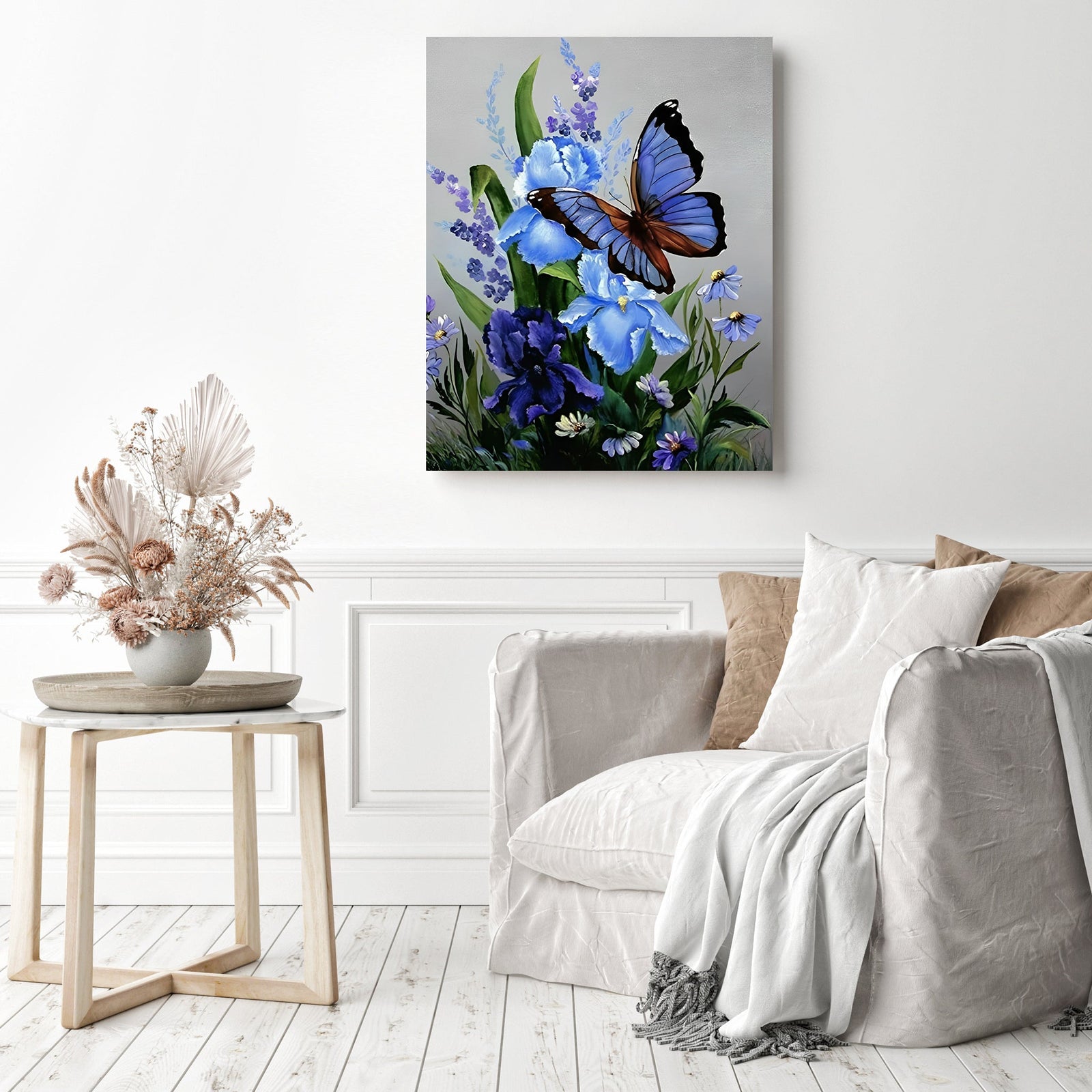 Butterfly Flower | Diamond Painting Displayed as Home Decor