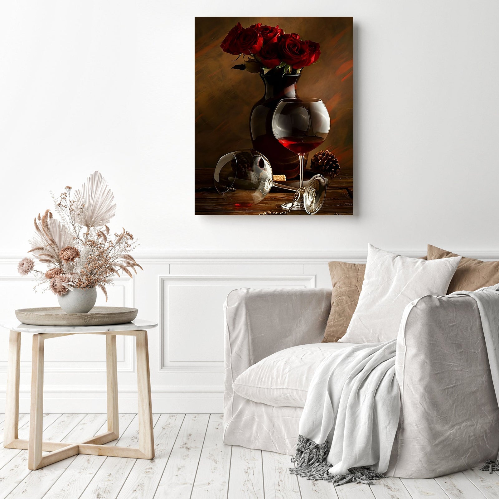 Rose Wine | Diamond Painting Displayed as Home Decor