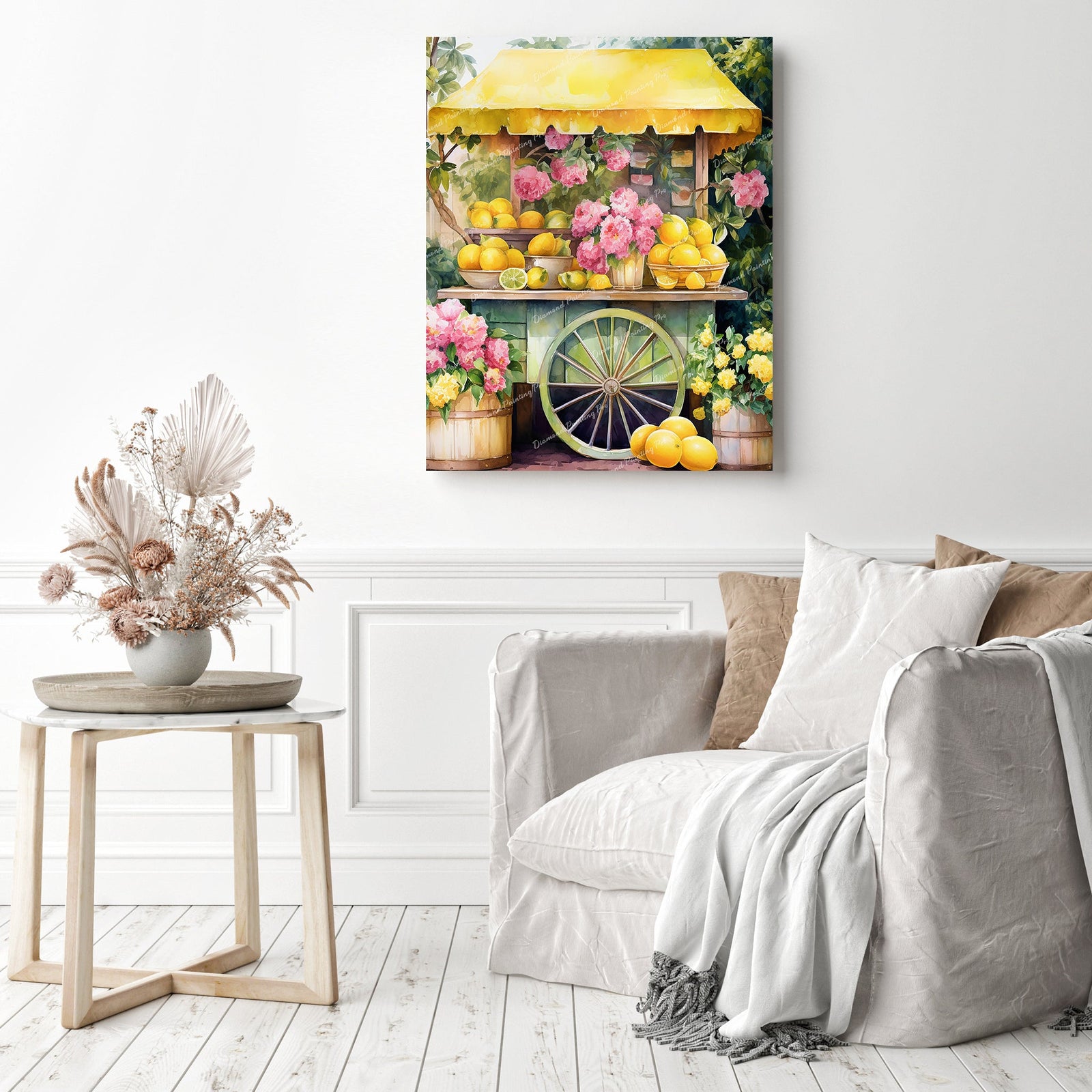 Sunny Lemonade Stand | Diamond Painting Displayed as Home Decor