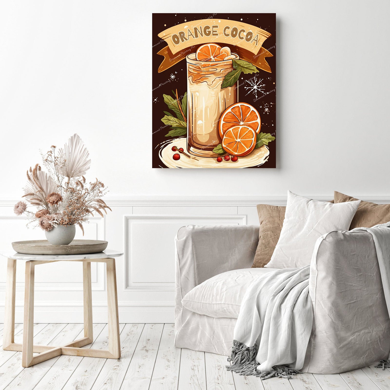 Orange Cocoa | Diamond Painting Displayed as Home Decor