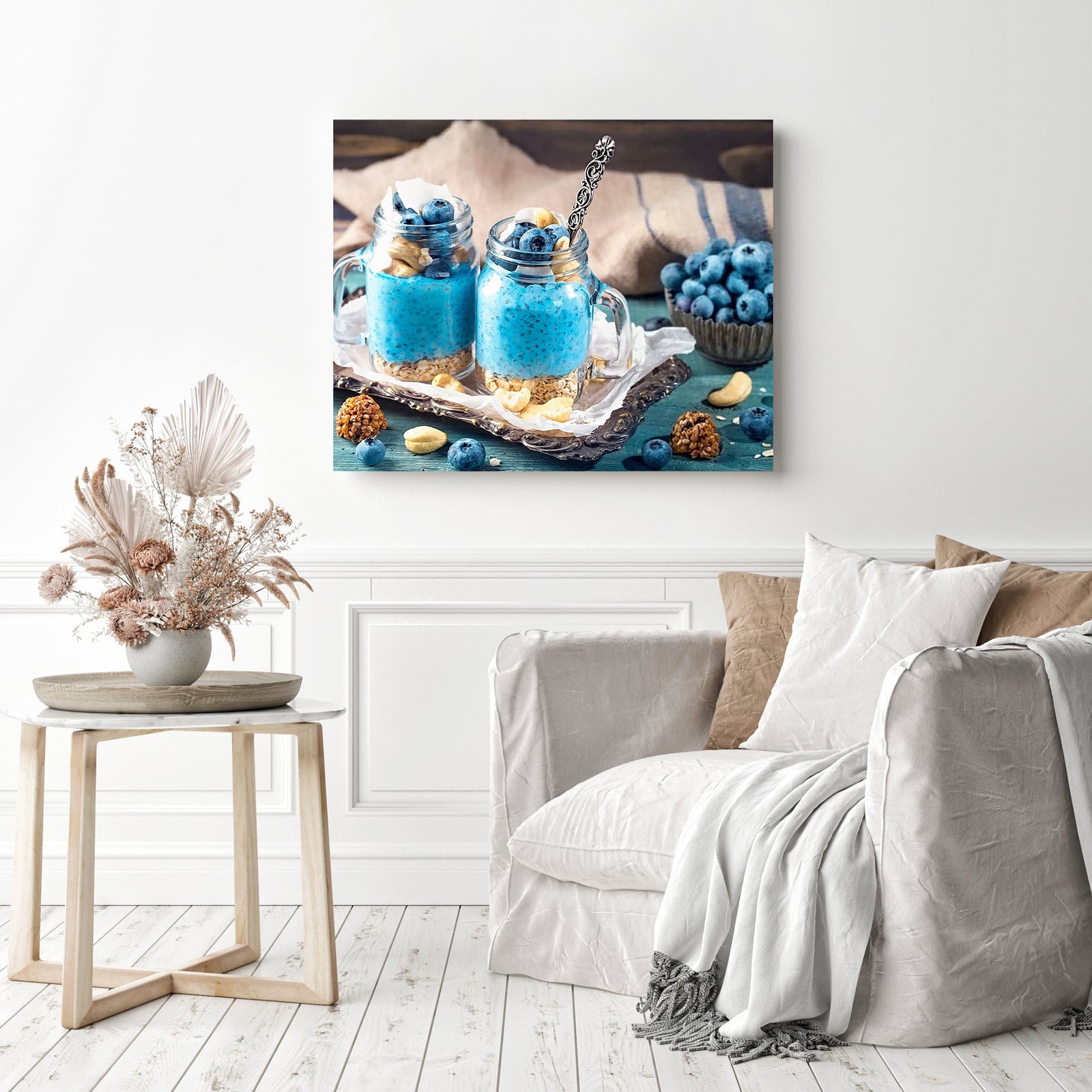 Chia Seeds & Blueberries Pudding | Diamond Painting Displayed as Home Decor