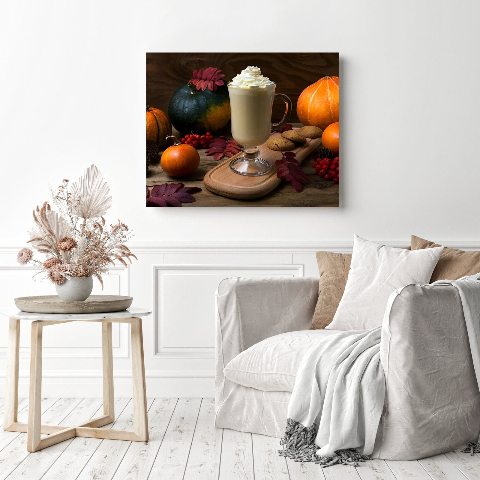 Pumpkin Spice Coffee Latte | Diamond Painting Displayed as Home Decor