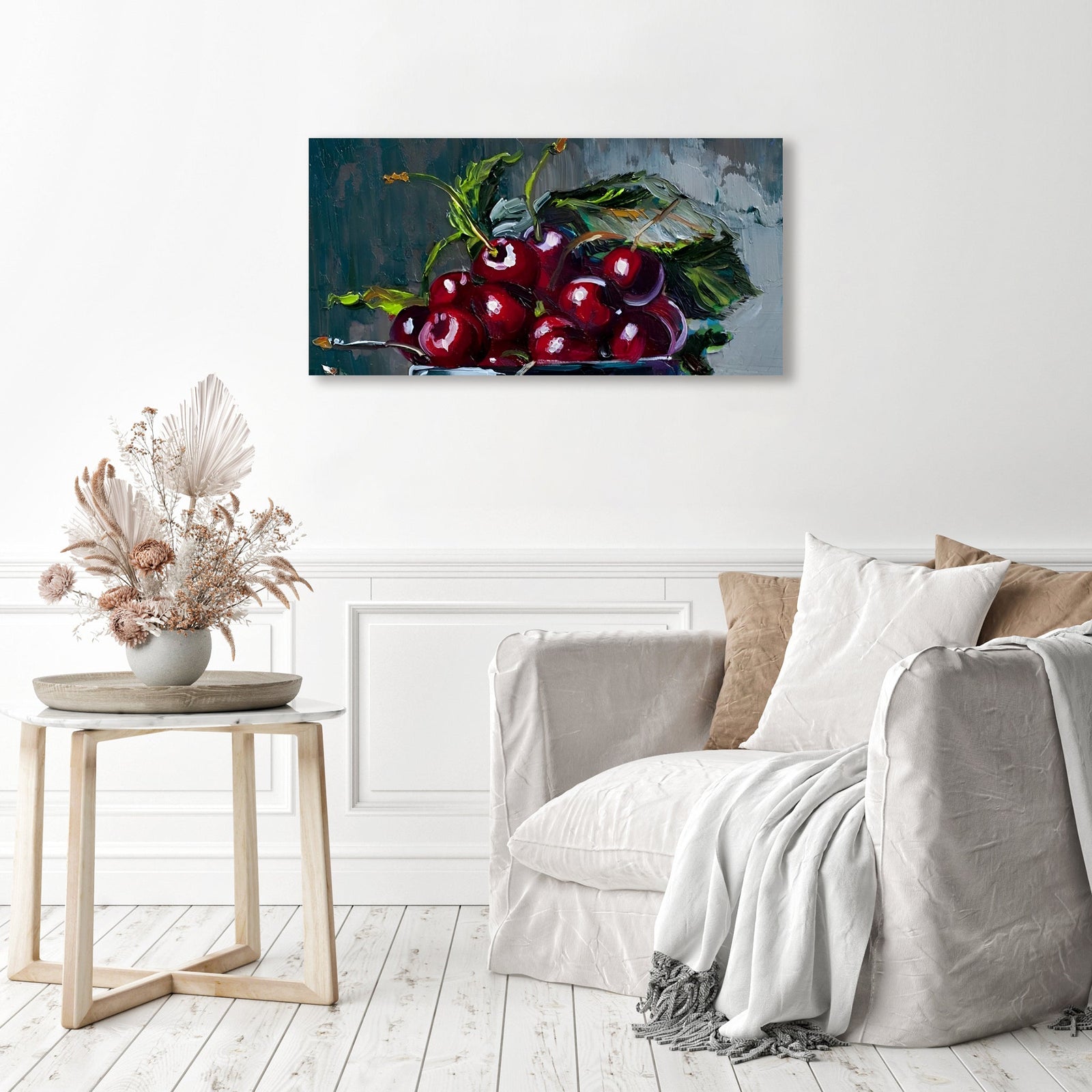 Bowl of Fresh Cherries | Diamond Painting Displayed as Home Decor