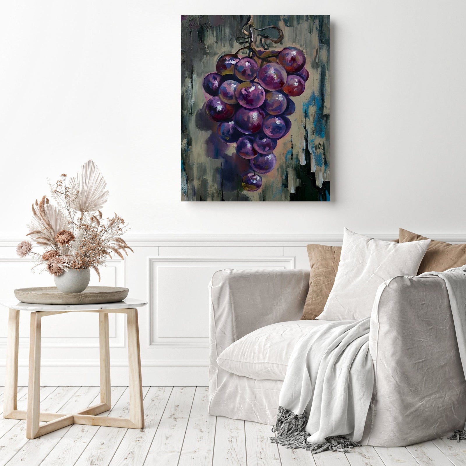 Fresh Grapes | Diamond Painting Displayed as Home Decor