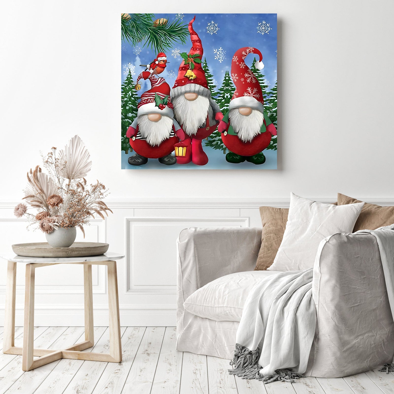 Christmas Gnomes Santa Claus | Diamond Painting Displayed as Home Decor