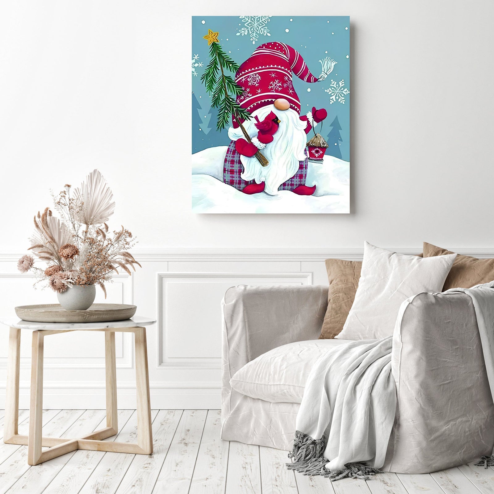 Christmas Gnome Cute | Diamond Painting Displayed as Home Decor