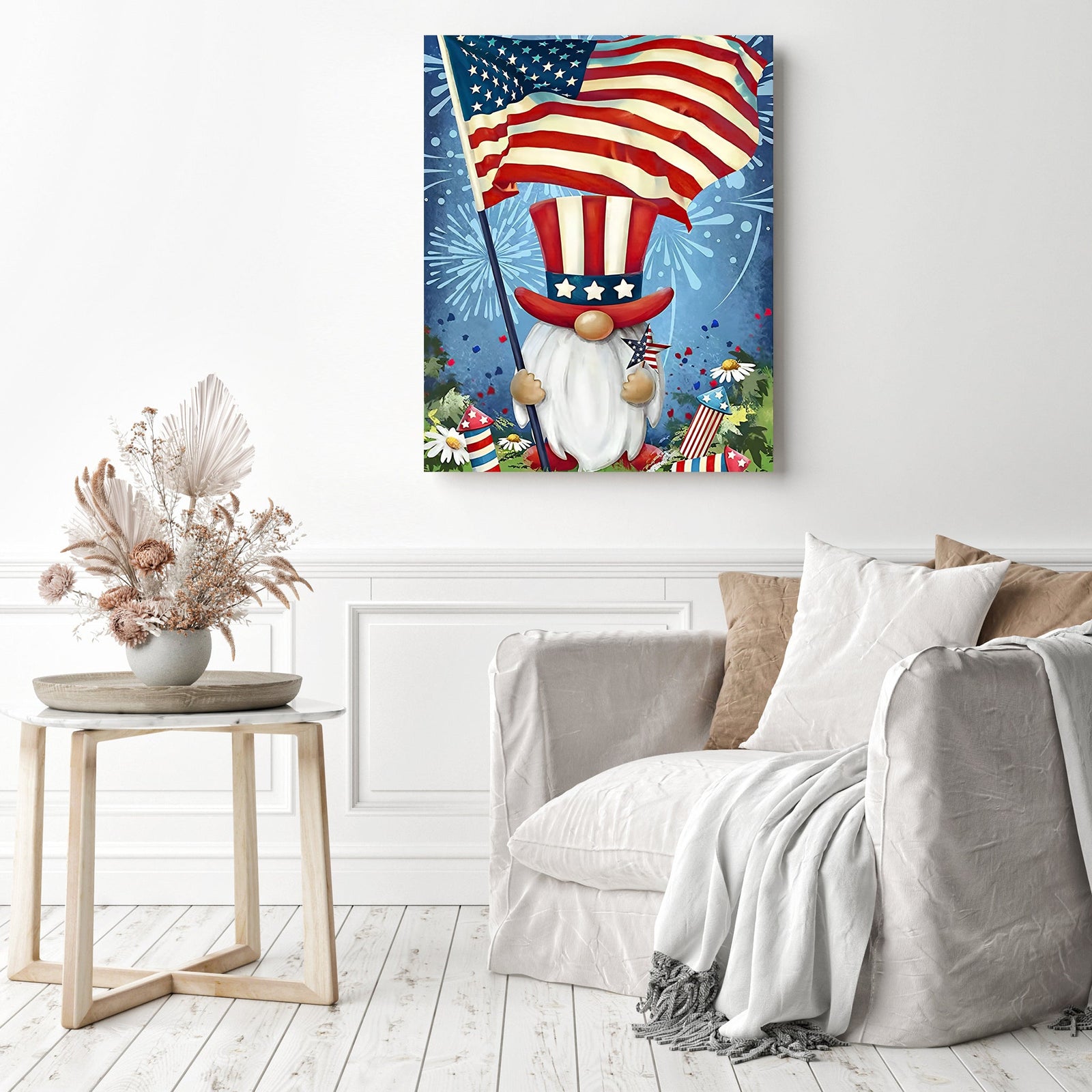 Gnome Flag | Diamond Painting Displayed as Home Decor