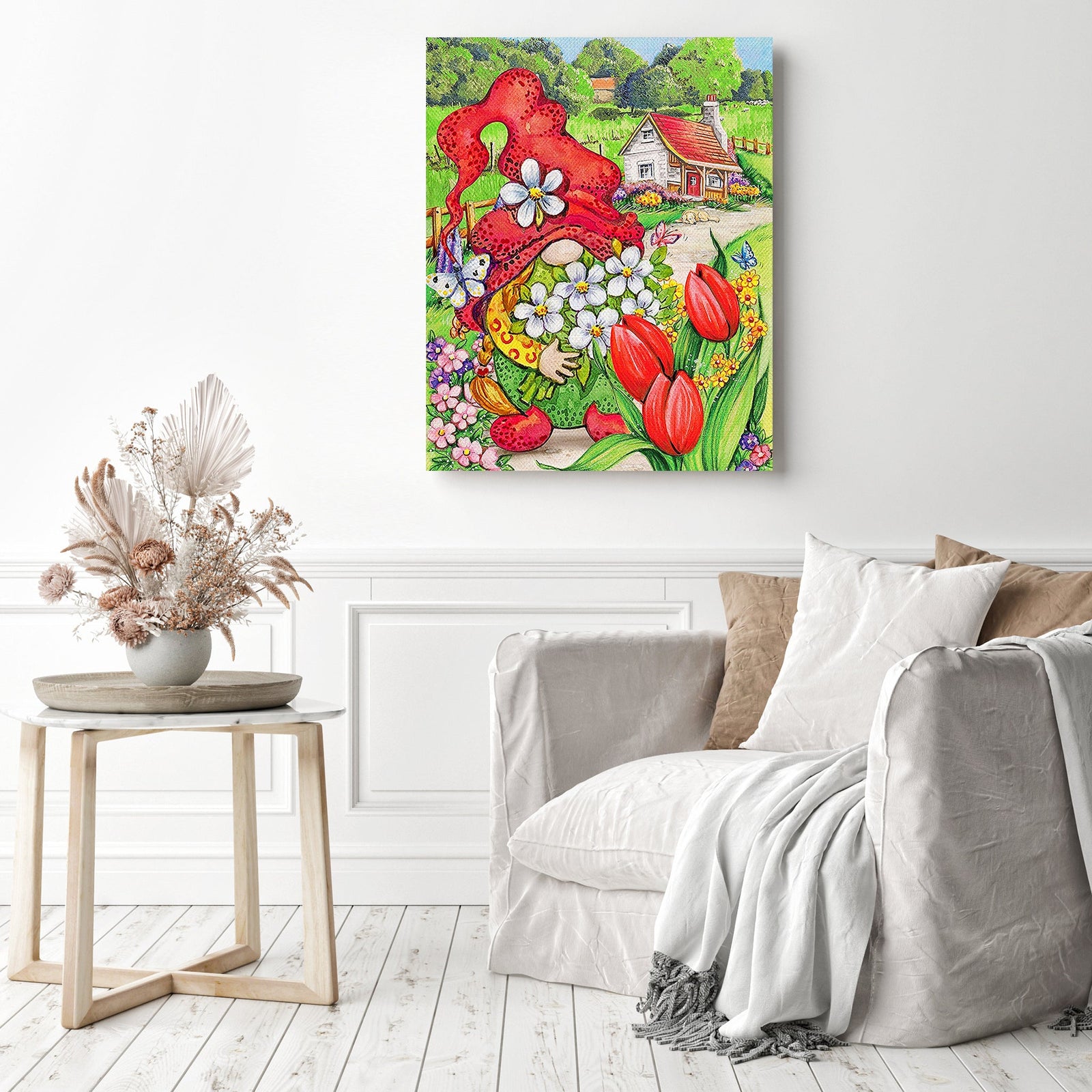 Gnome Garden | Diamond Painting Displayed as Home Decor