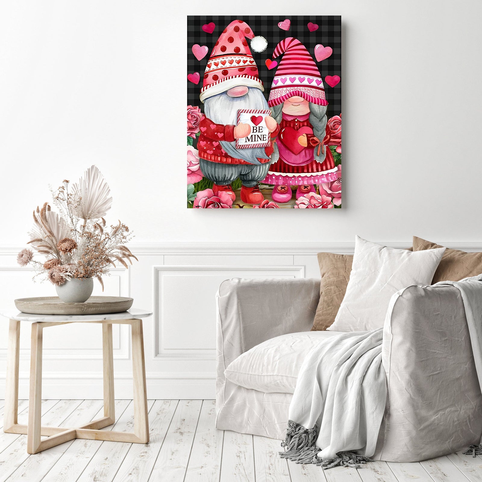 Gnome Valentine's Day | Diamond Painting Displayed as Home Decor