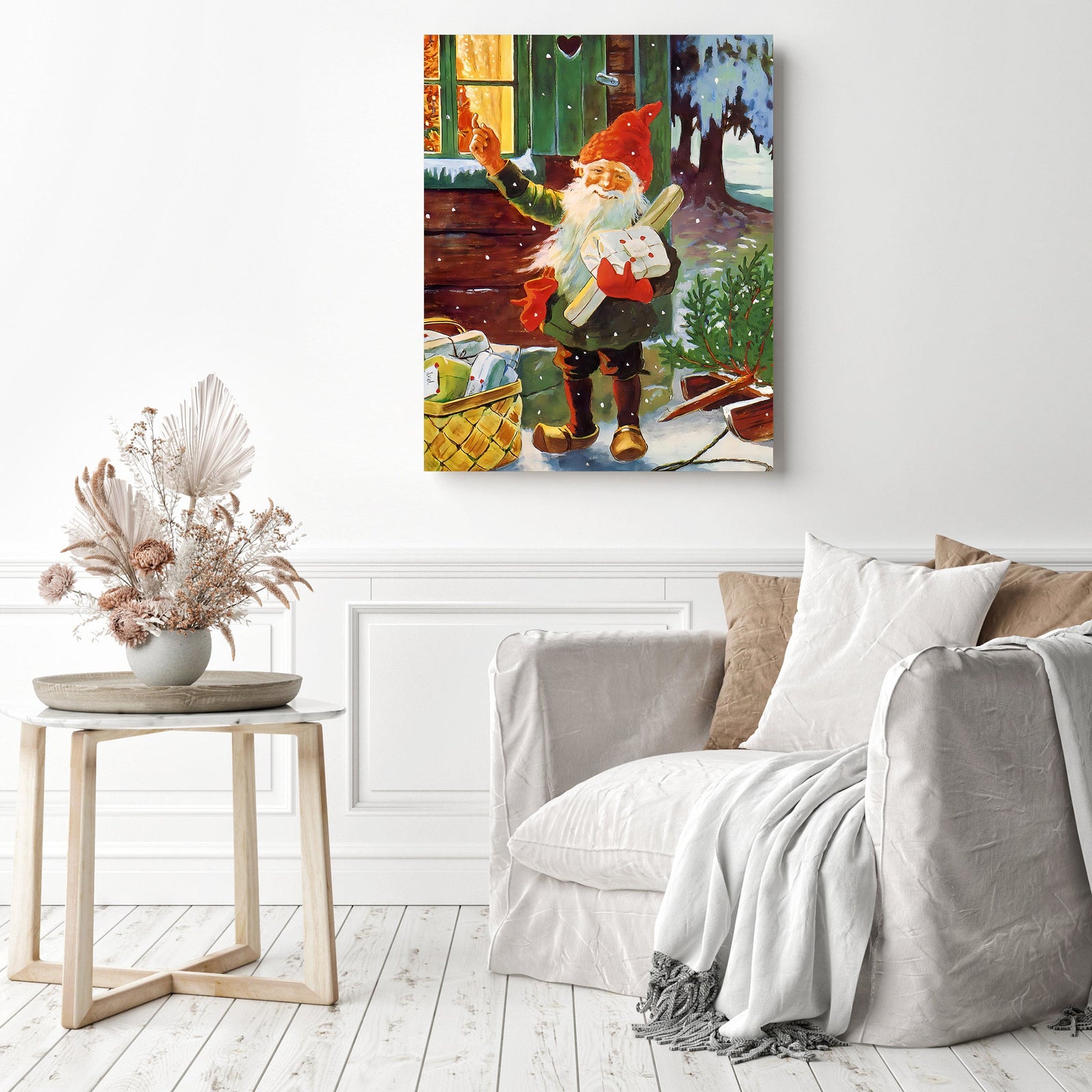 Snow Gnome Gift| Diamond Painting Displayed as Home Decor