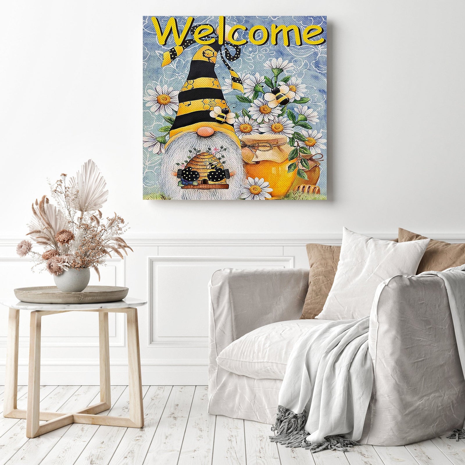 Welcome Gnome | Diamond Painting Displayed as Home Decor