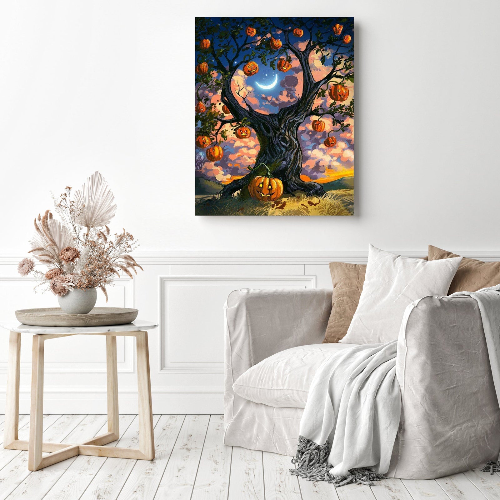 Pumpkin Tree | Diamond Painting Displayed as Home Decor