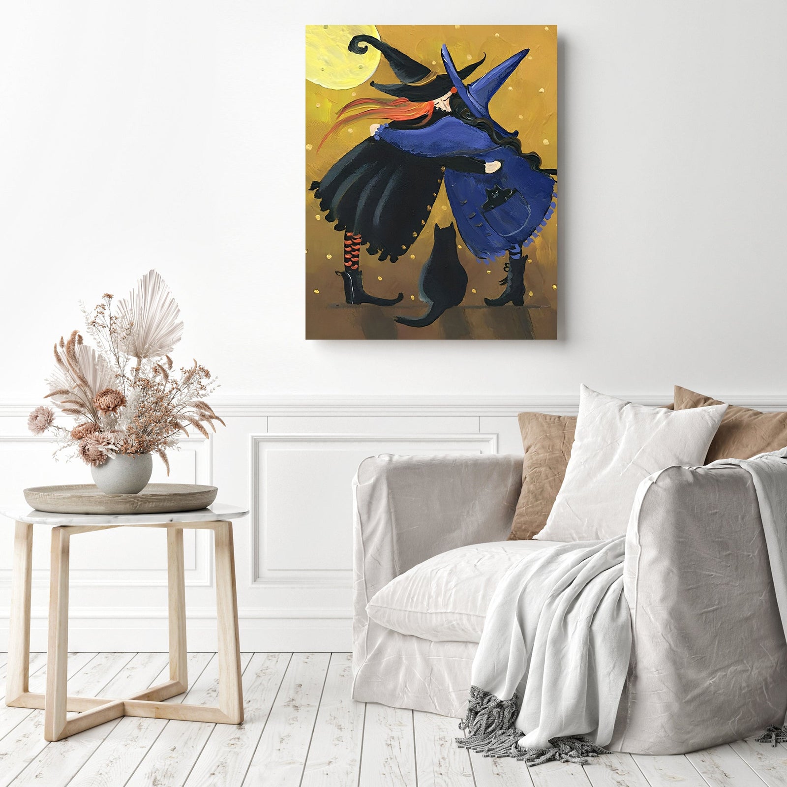 Two Witches | Diamond Painting Displayed as Home Decor