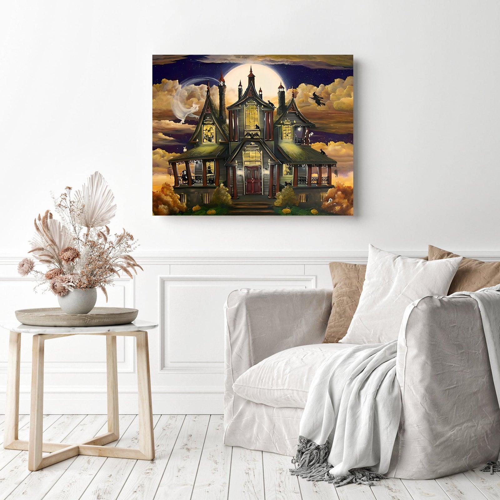 Halloween Night House | Diamond Painting Displayed as Home Decor