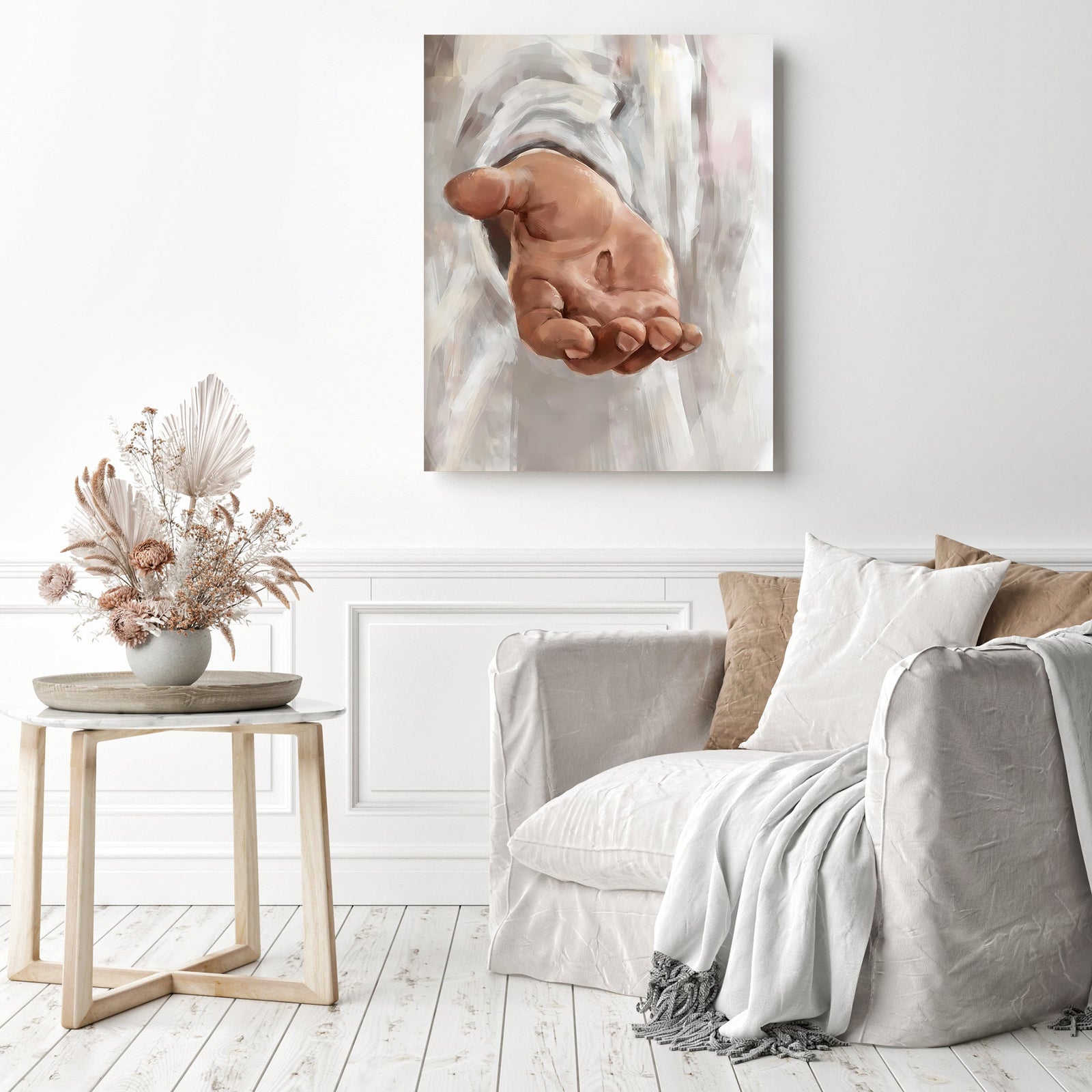 Engraved on His Hands | Diamond Painting Displayed as Home Decor