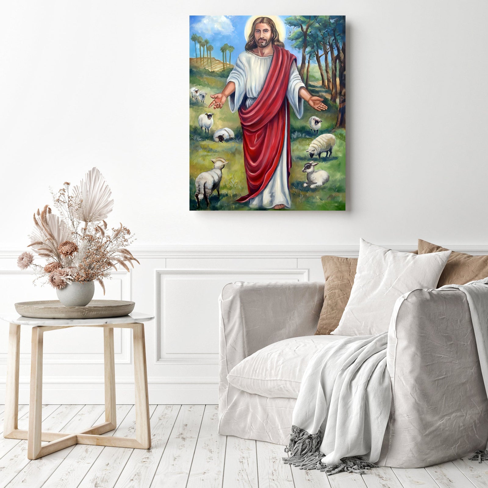 Jesus Shepherd | Diamond Painting Displayed as Home Decor