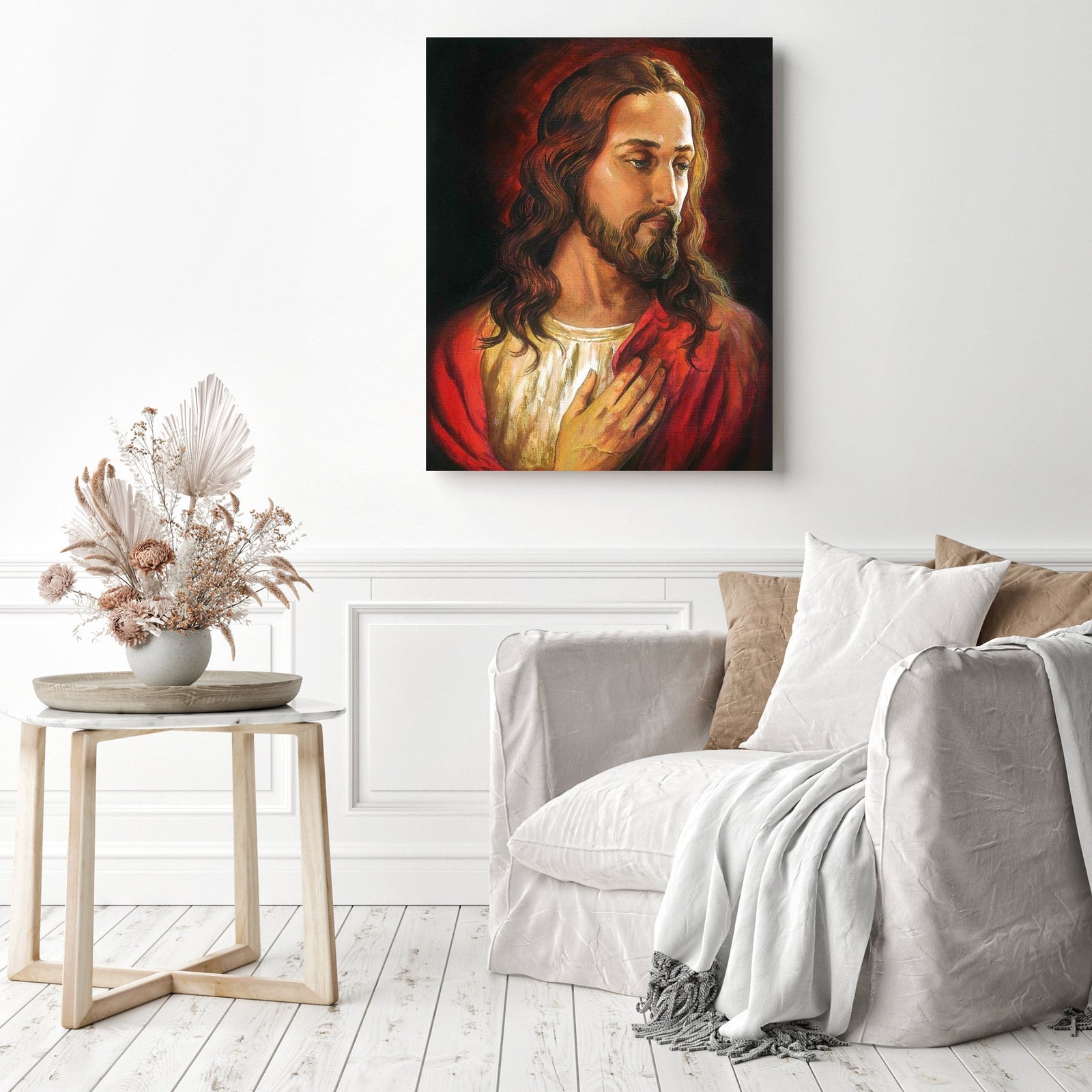 Jesus Christ Portrait | Diamond Painting Displayed as Home Decor