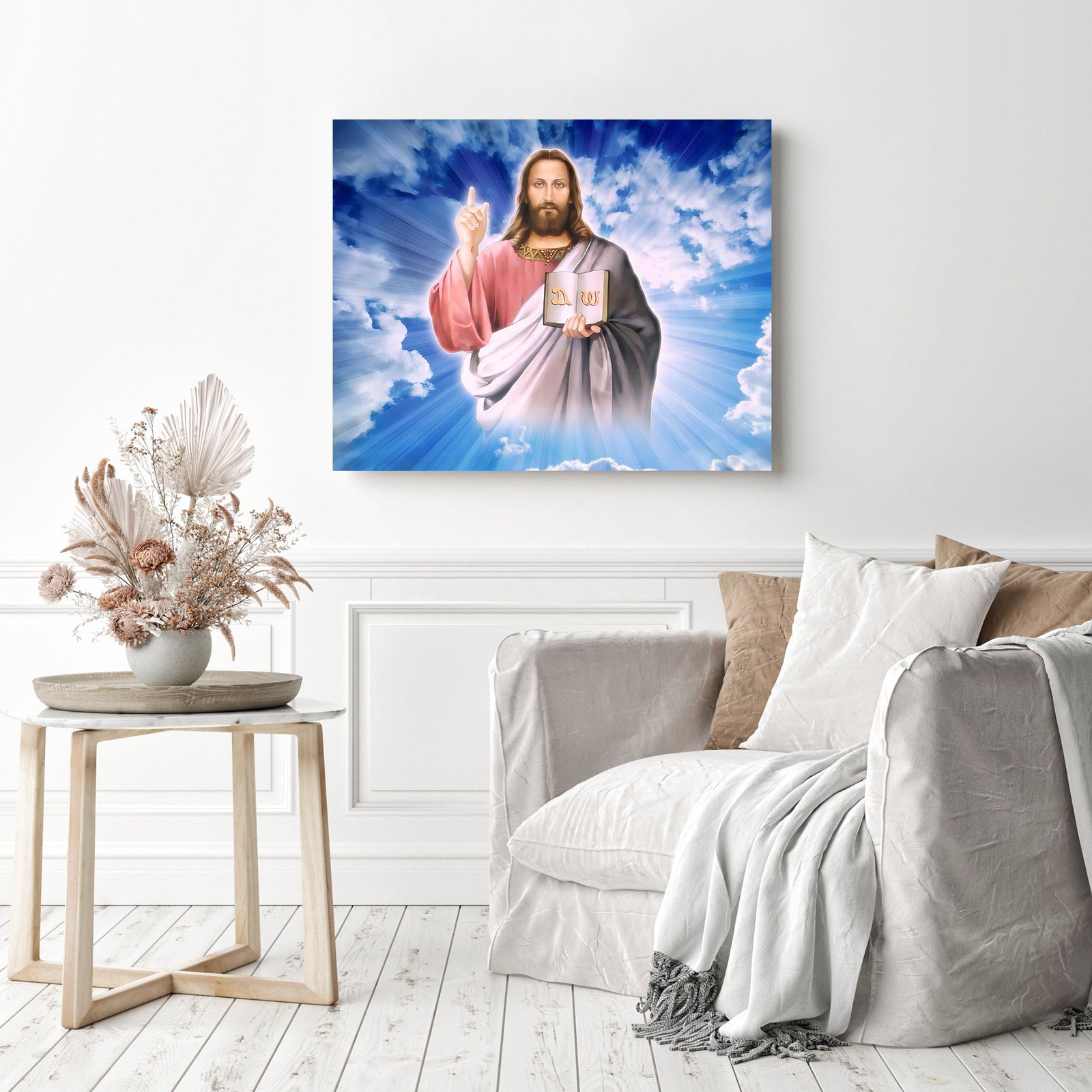 Jesus Blessing | Diamond Painting Displayed as Home Decor