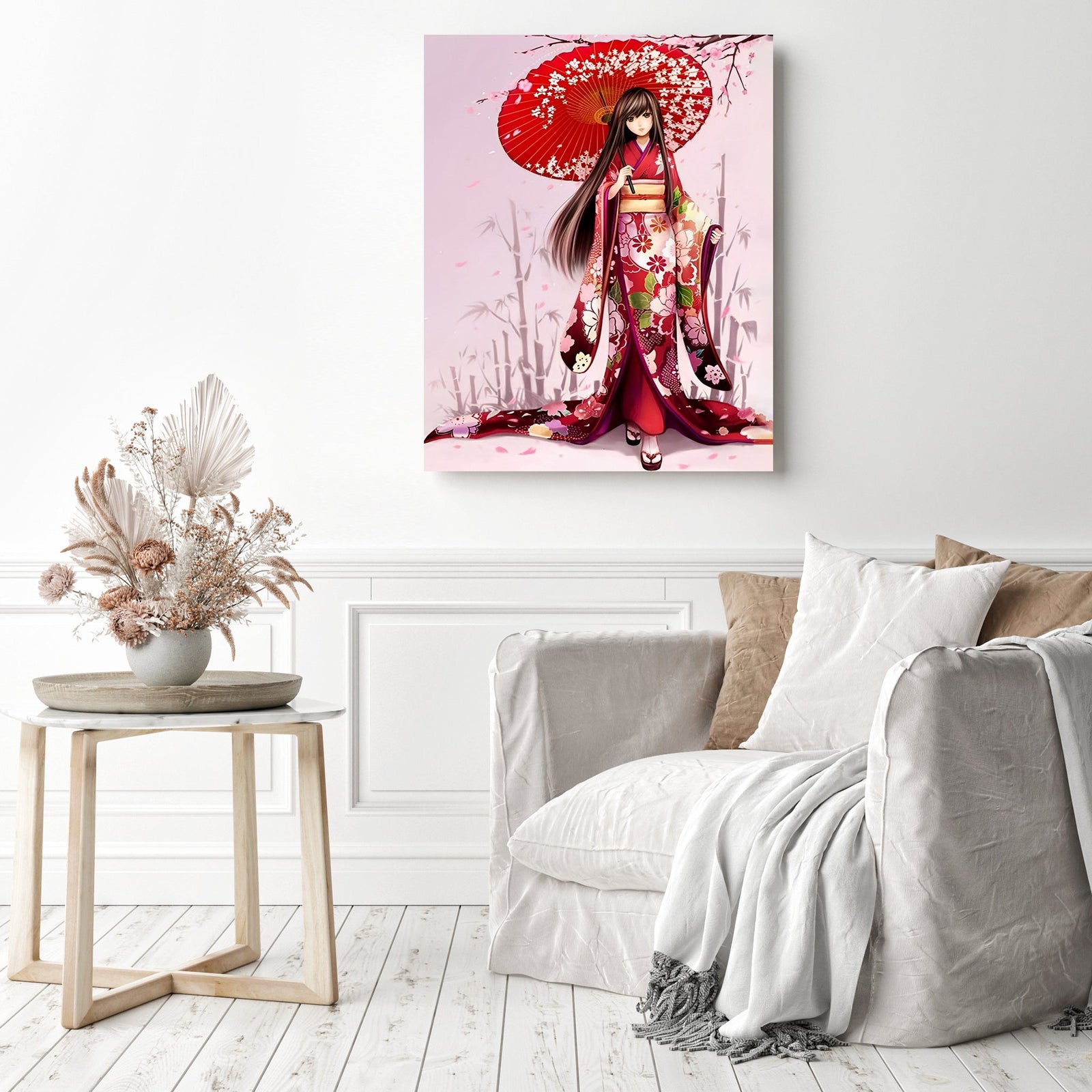 Anime Kimono | Diamond Painting Displayed as Home Decor