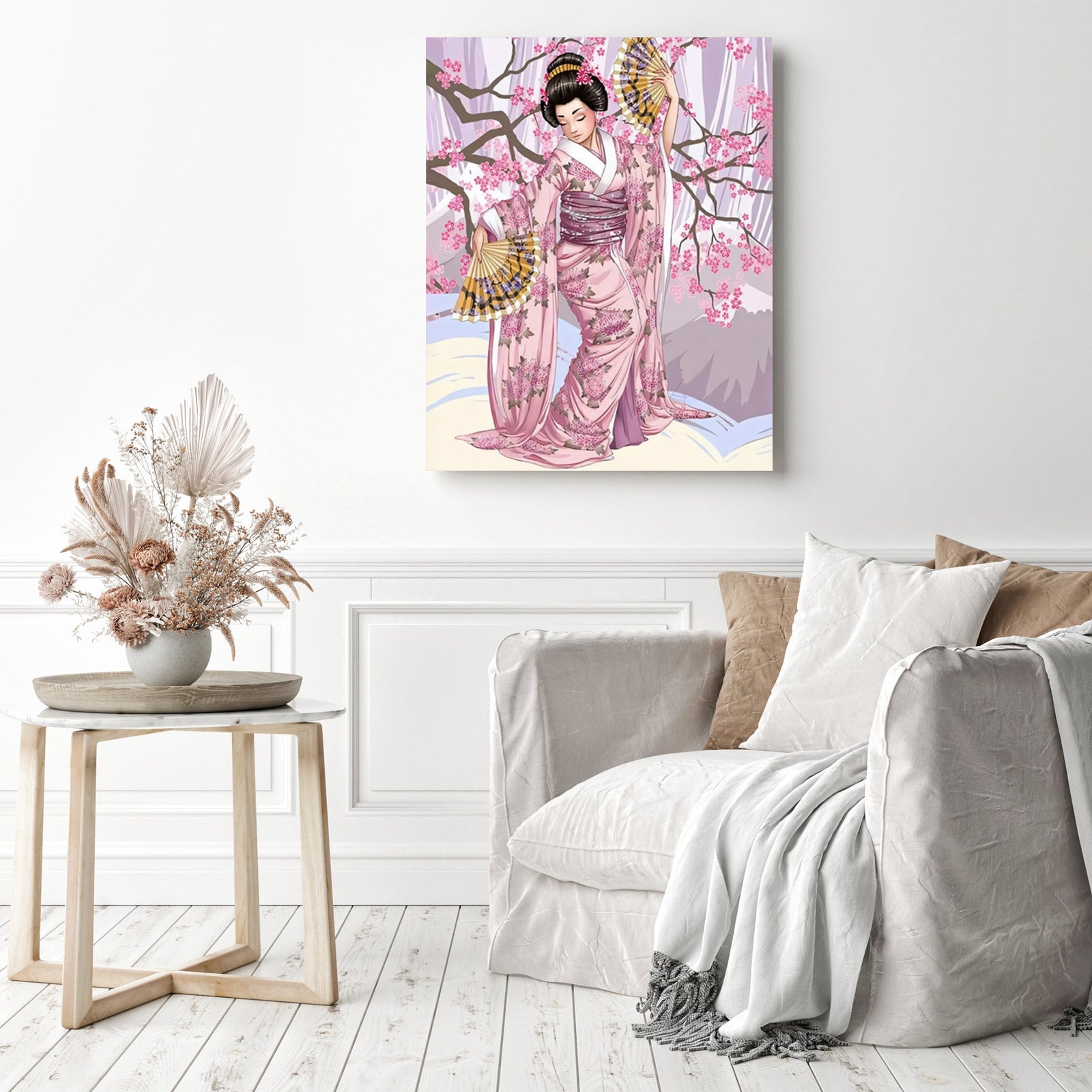 Kimono Dance | Diamond Painting Displayed as Home Decor