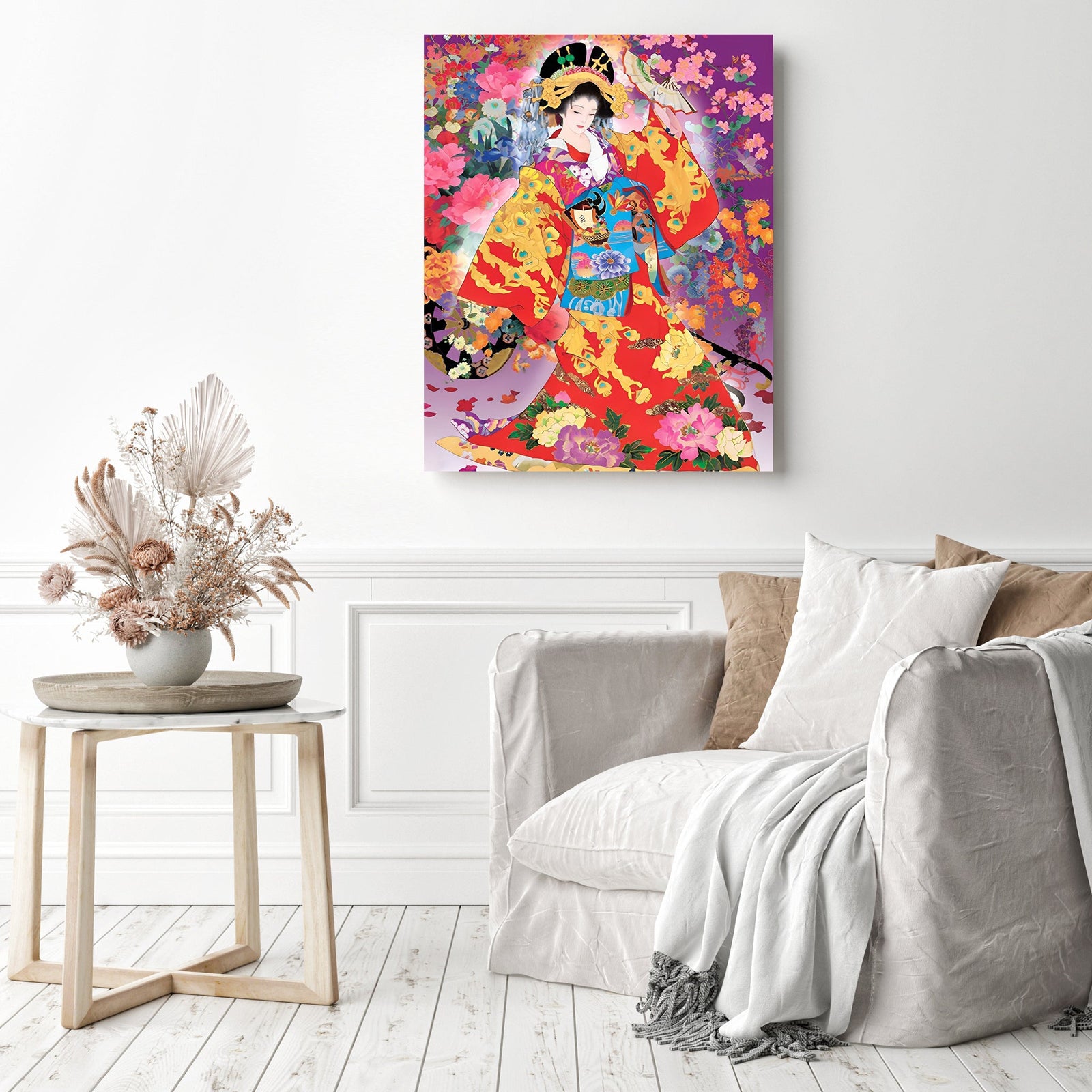 Geisha in Kimono | Diamond Painting Displayed as Home Decor