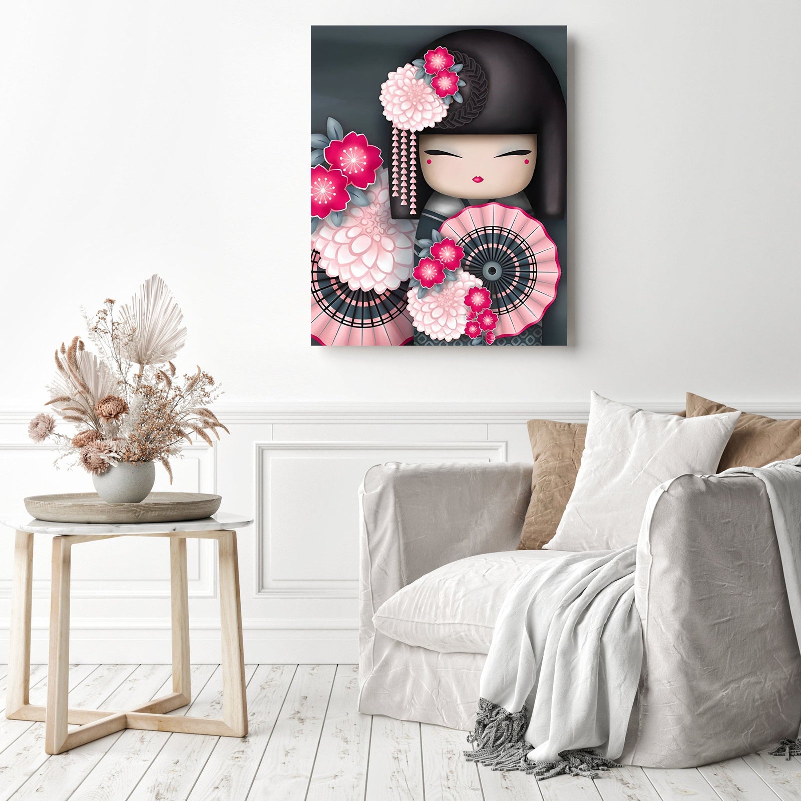 Cartoon Kimono Girl | Diamond Painting Displayed as Home Decor