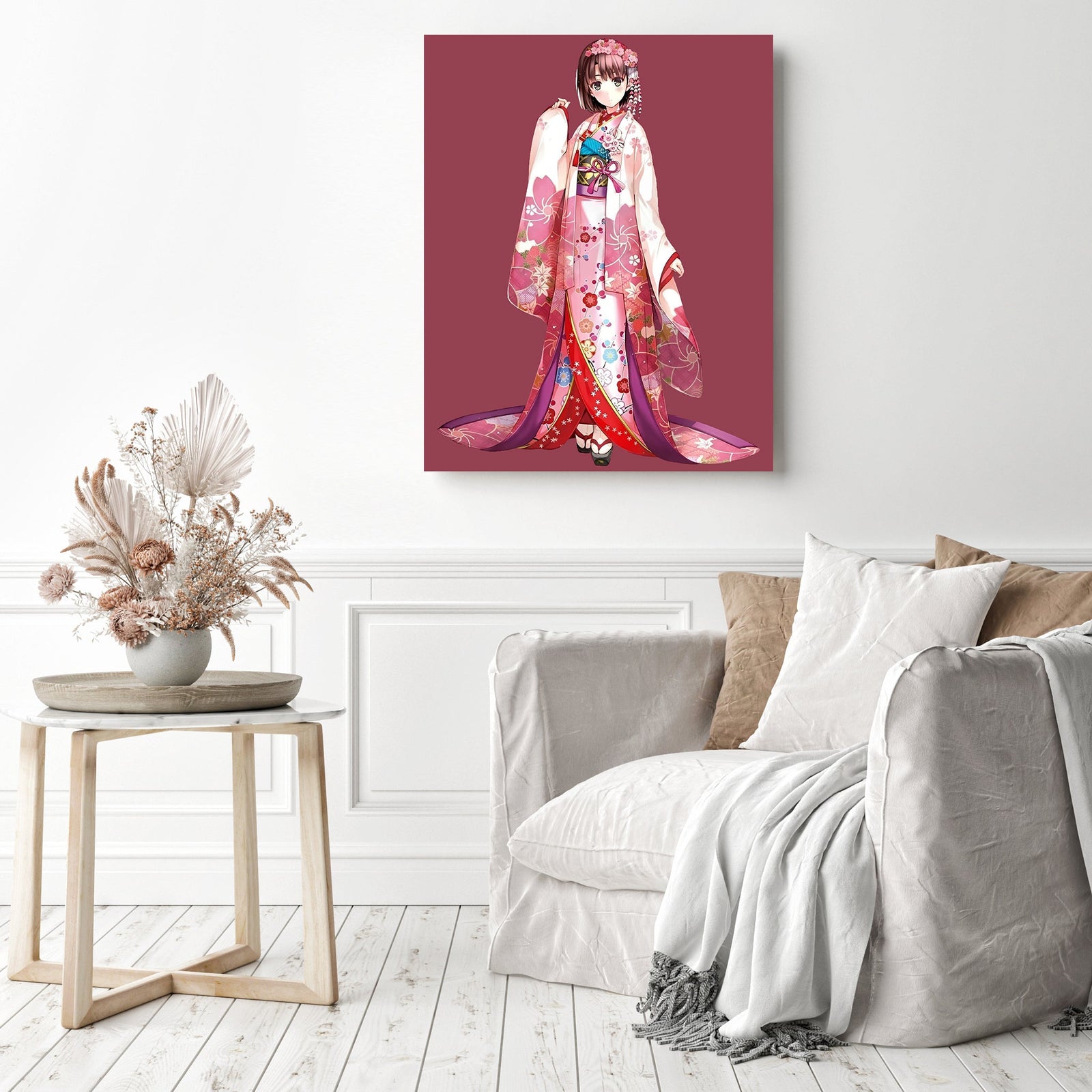 Anime Kimono Colmek | Diamond Painting Displayed as Home Decor