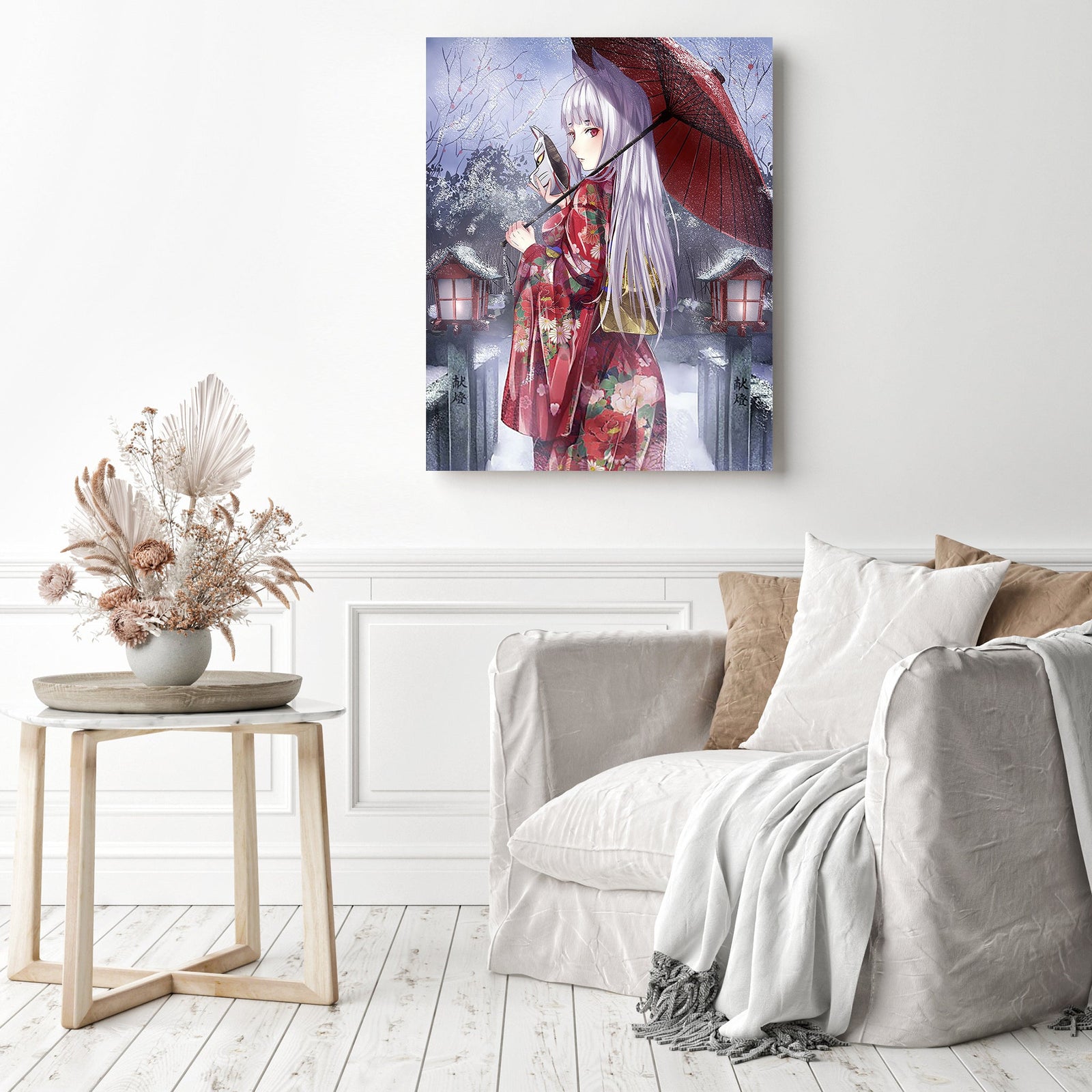 Kitsune Mask anime | Diamond Painting Displayed as Home Decor