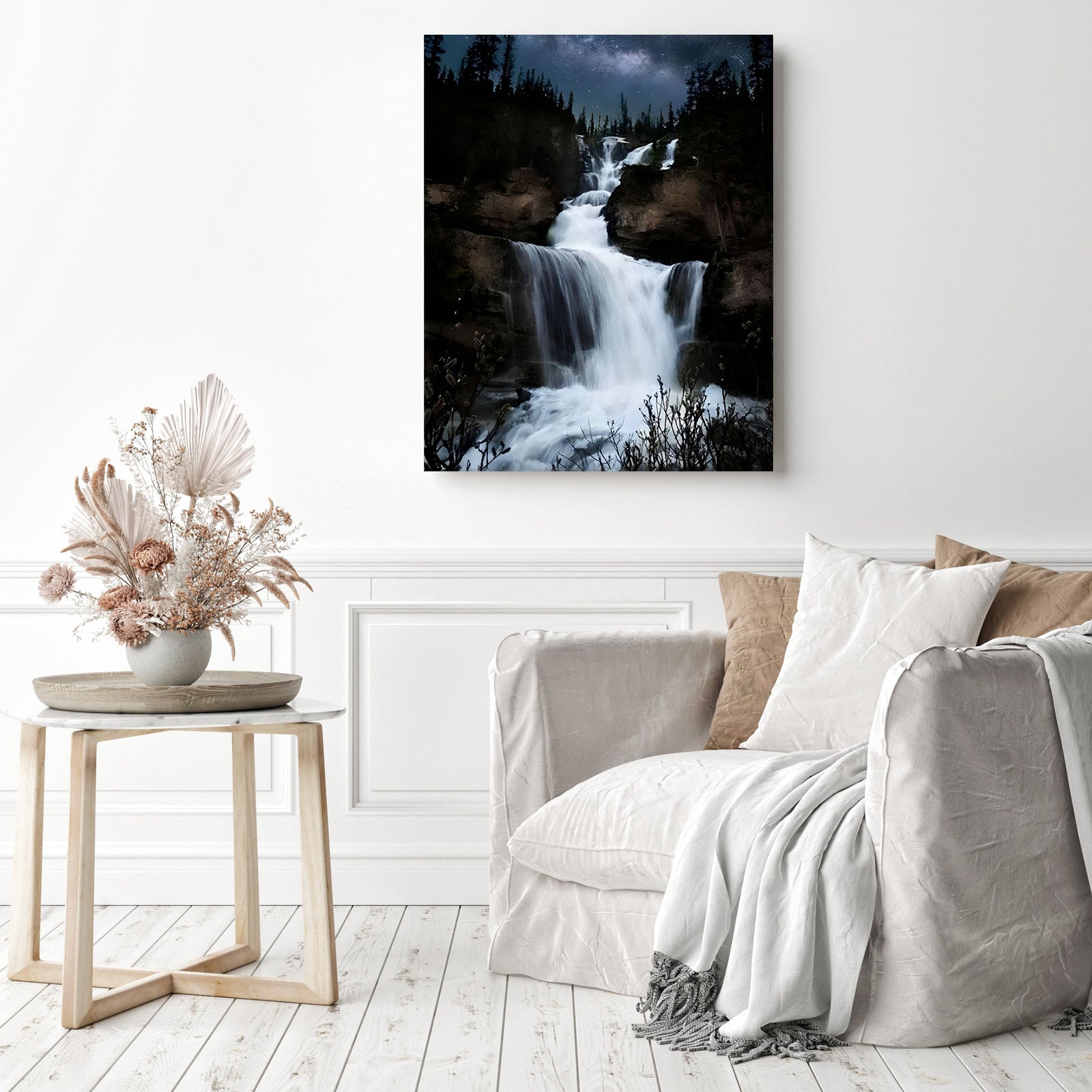 Milky Way Waterfall | Diamond Painting Displayed as Home Decor