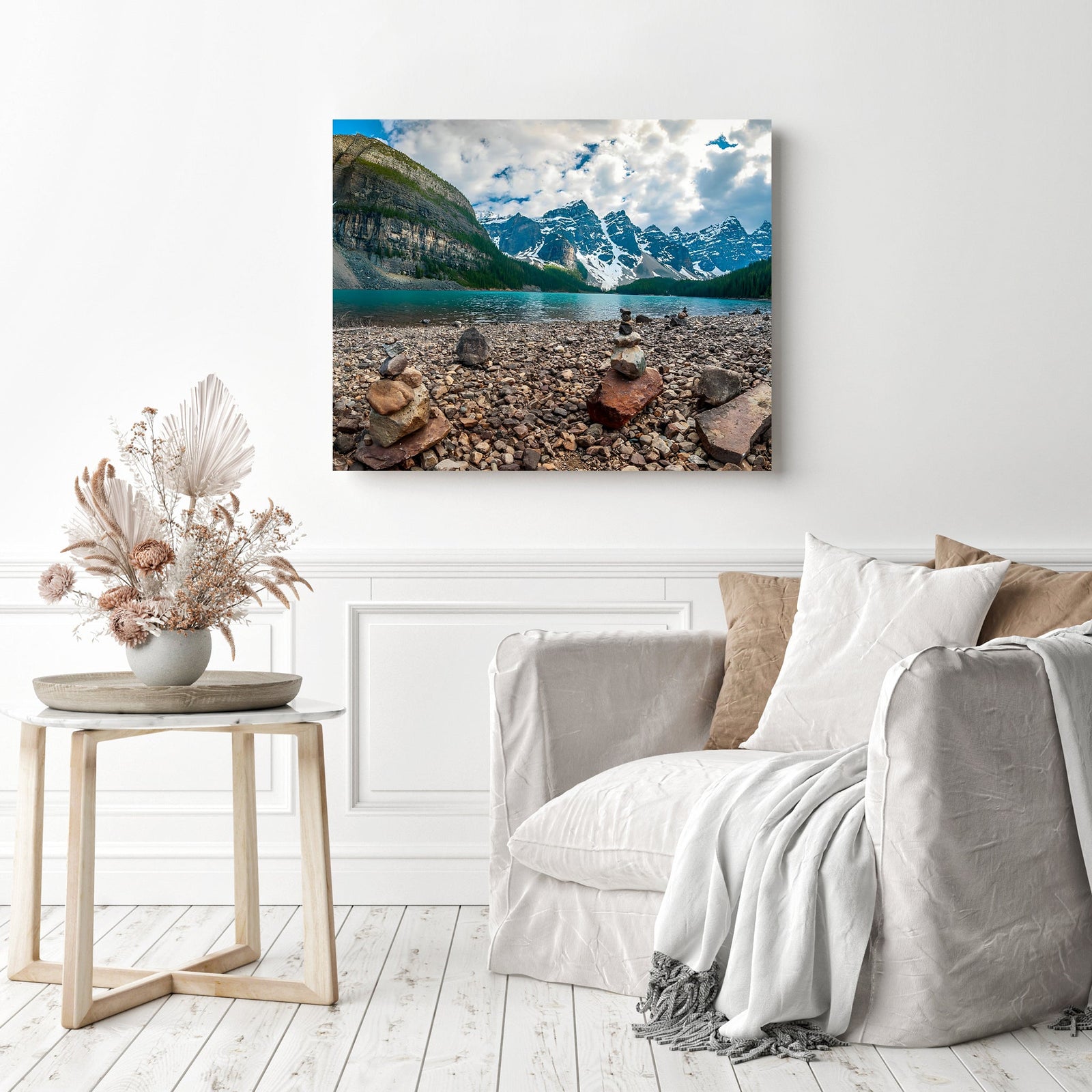 Moraine Lake | Diamond Painting Displayed as Home Decor