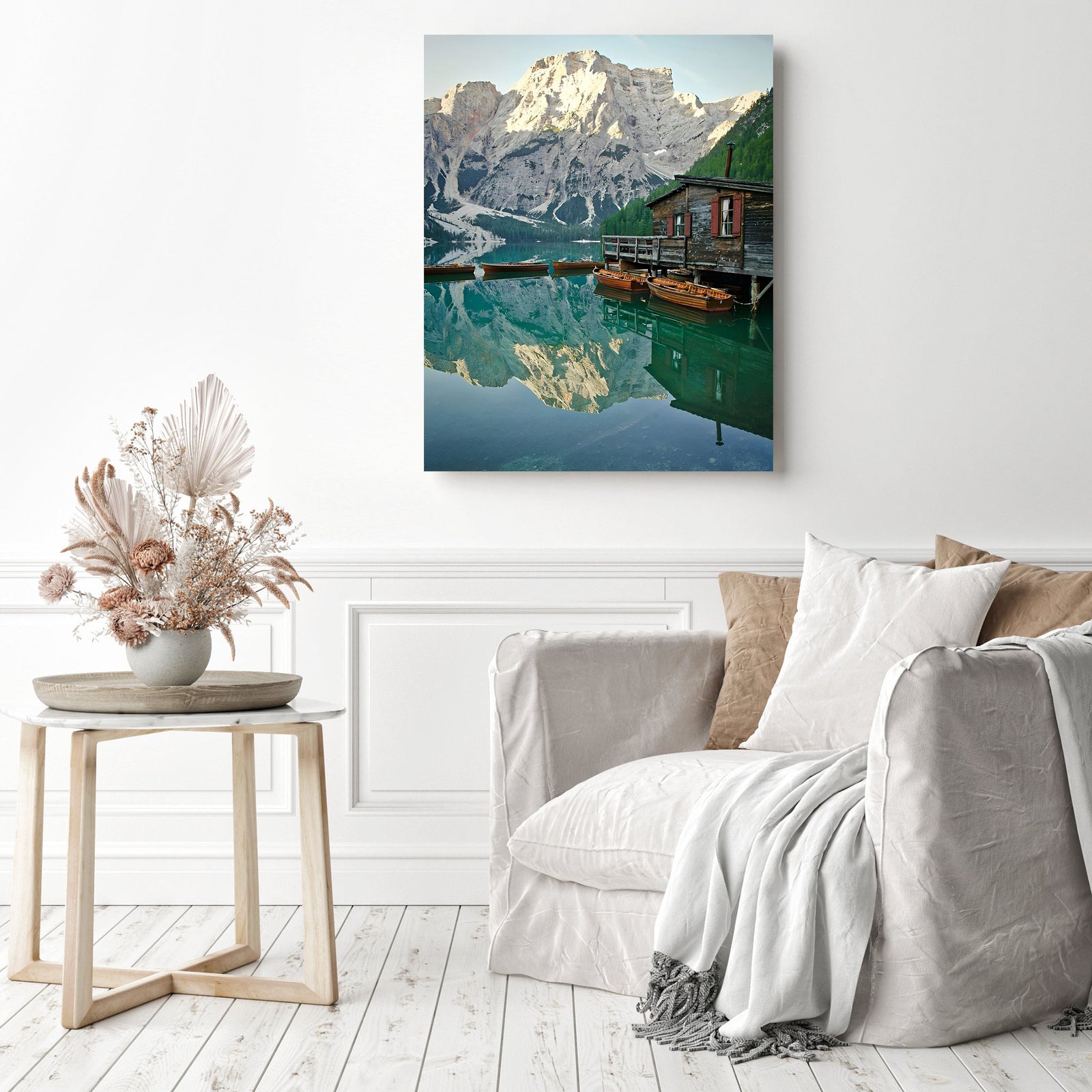 Lago di Braies | Diamond Painting Displayed as Home Decor